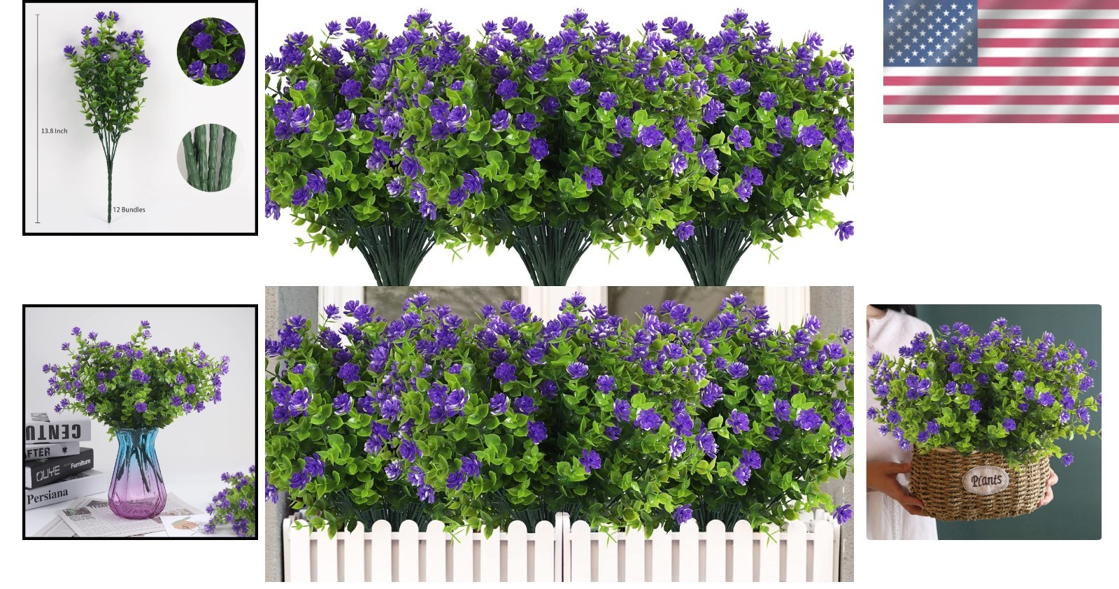 12 Bundles of UV Resistant Artificial Flowers – Lifelike Spring Decor for Home