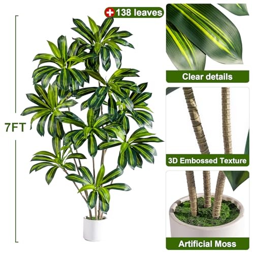 Tall Faux Artificial Trees Large Fake Tree Floor Plastic Big Plants Indoor 7ft