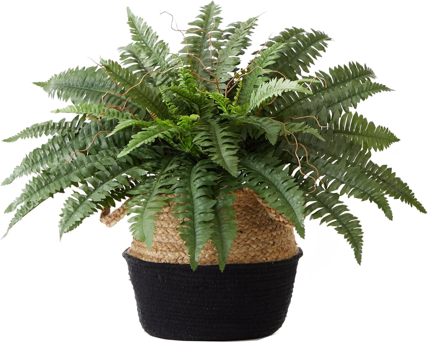 23″ Artificial Boston Fern Plant DIY Kit with Jute & Cotton Basket