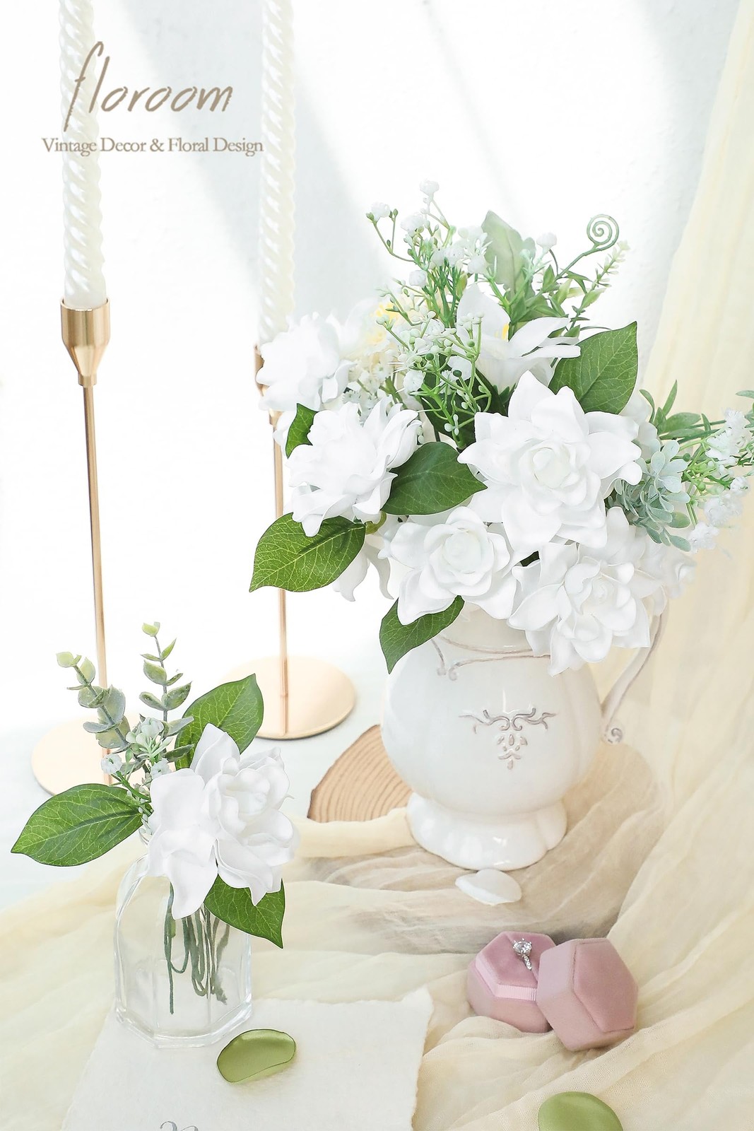Artificial Gardenia Flowers 2.7″ 25pcs Real Looking White Foam Fake Flowers w…