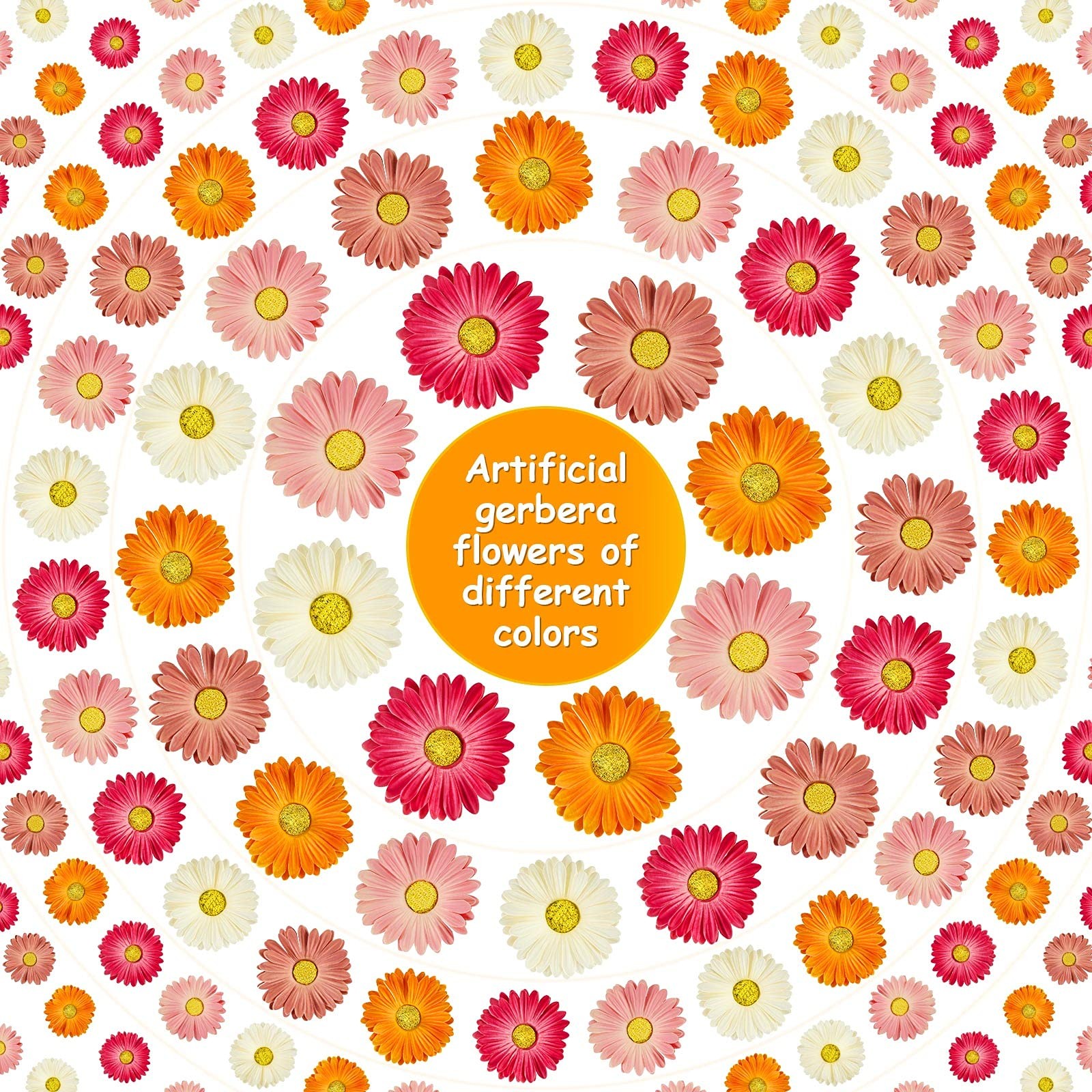 24 Pcs Artificial Gerbera Daisies Flowers 15 in Pink and Orange Fake Daisy Bo…