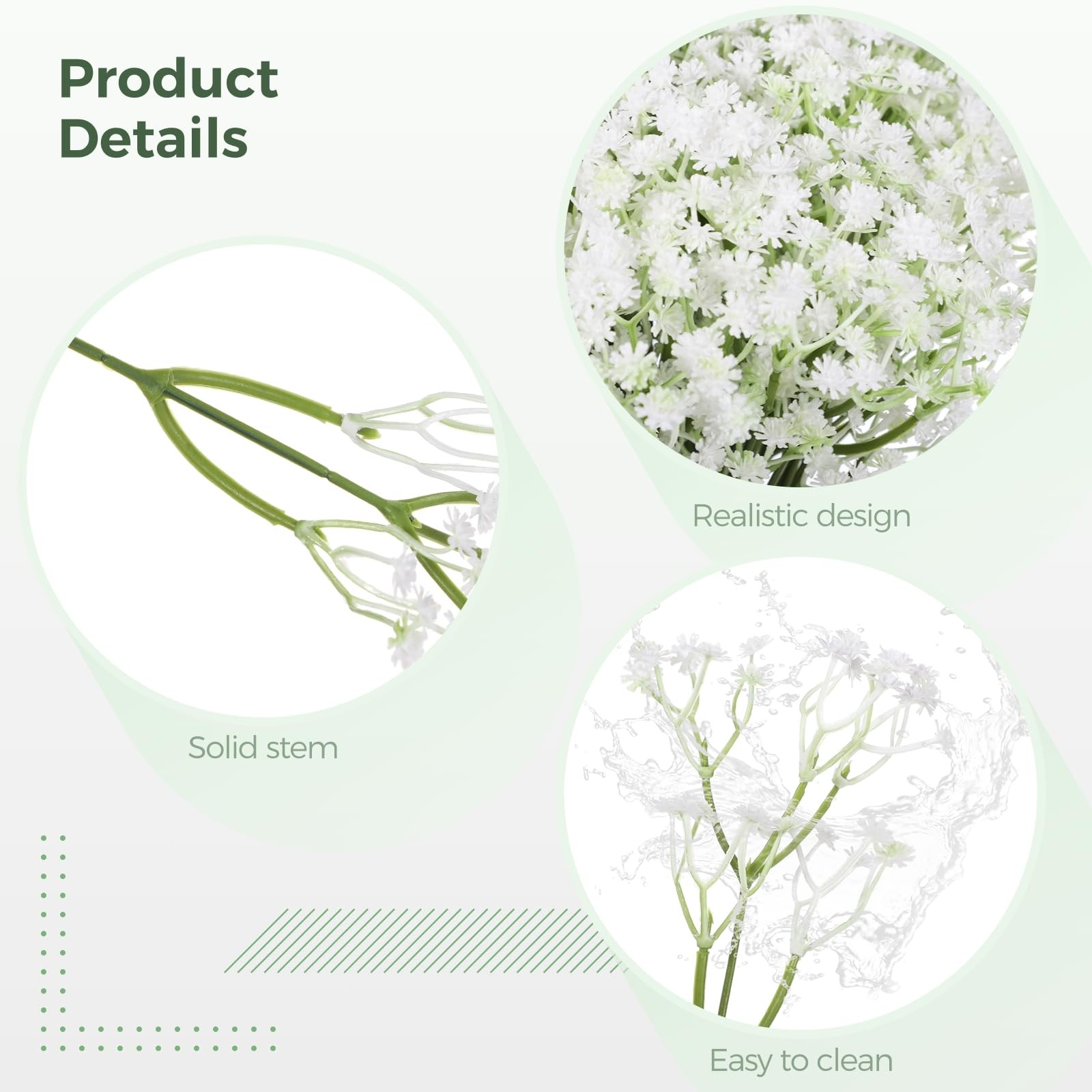 150 PCS Babys Breath Artificial Flowers, 11.4inch White Starry Flower for Wed…