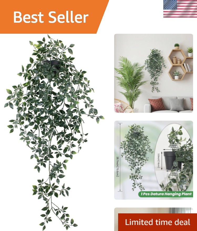 Small Artificial Hanging Mandala Plant with Pot Faux Plants Indoor Fake Small…