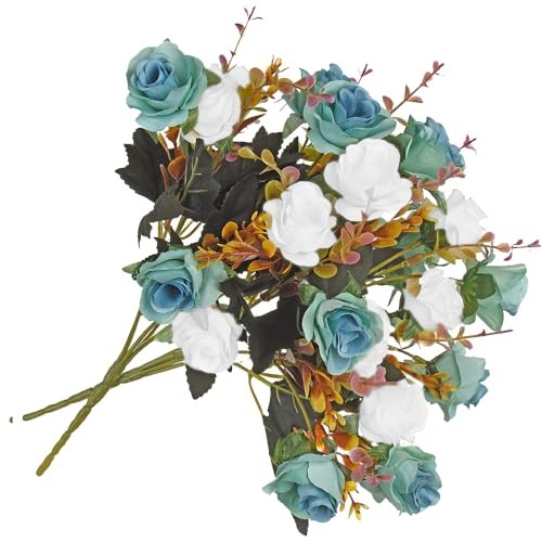MOOMASS Artificial Flowers,2 Packs of Artificial Roses.24 Little Peacock Green