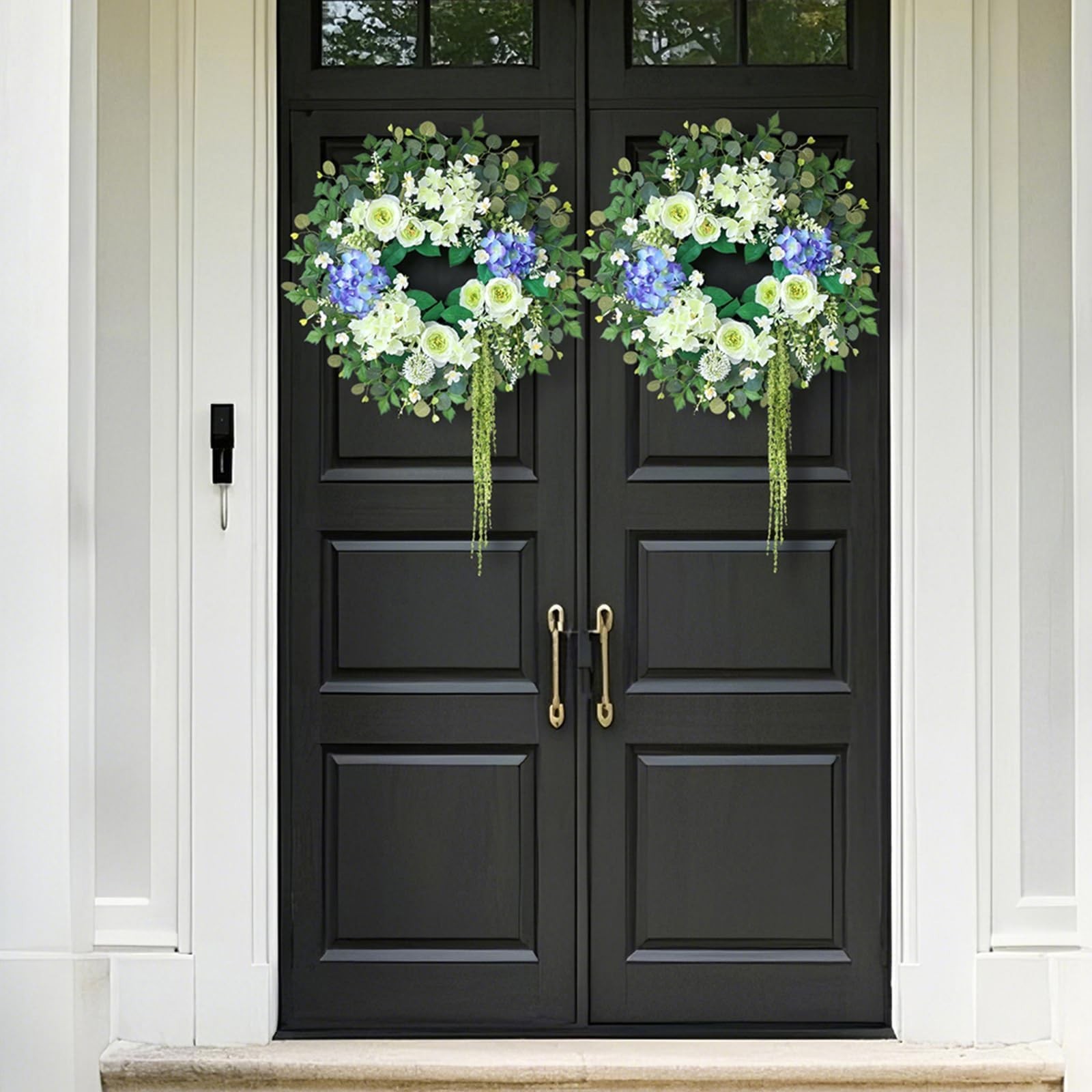 Large 26″ Hydrangea & Eucalyptus Wreath – Artificial Silk Flowers for Door, Porc