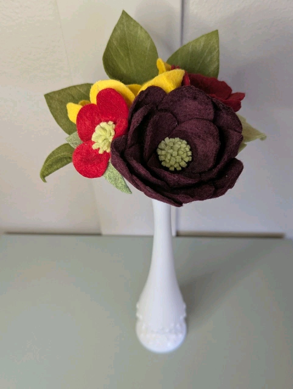 Beautiful Hand Cut Wool Blend Felt Flower Bouquet Gift Wrapped/Great Gift Idea!