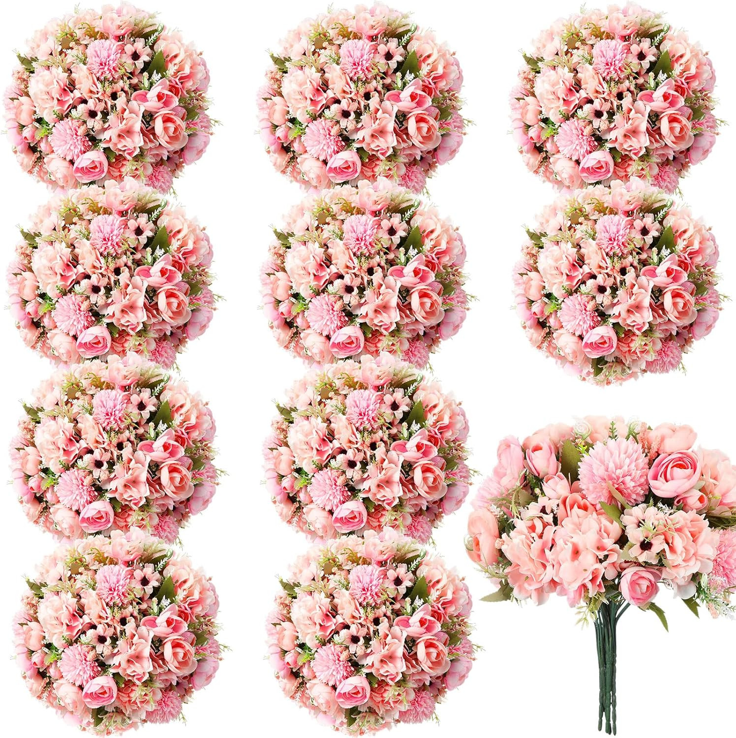 12 Pcs Pink Peonies & Roses Artificial Flowers for Wedding & Home Decor