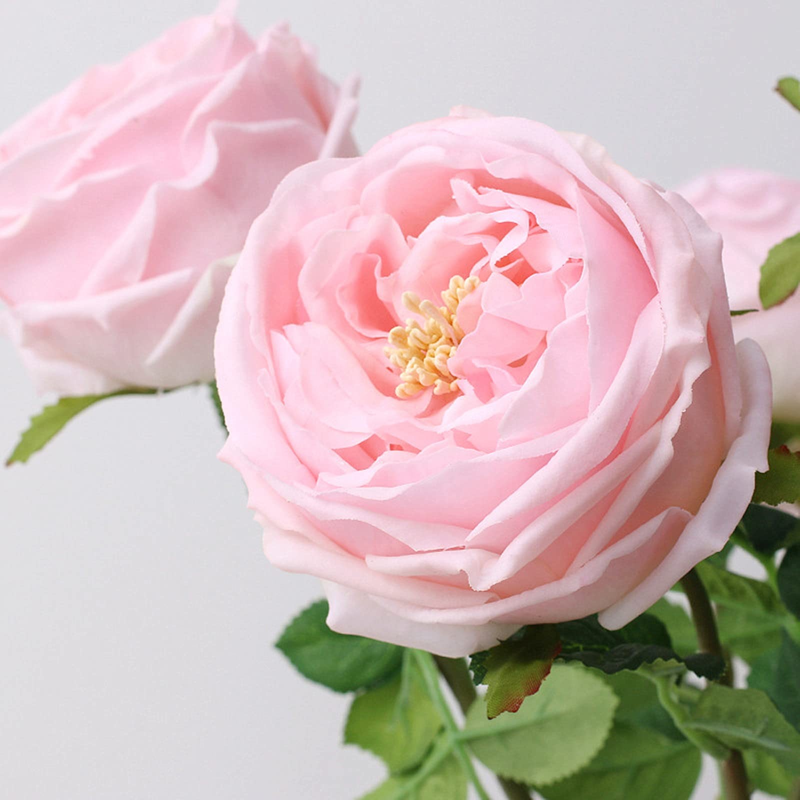 4 PCS Pink Austin Roses Artificial Flowers Real Touch Latex For Wedding Bouquet