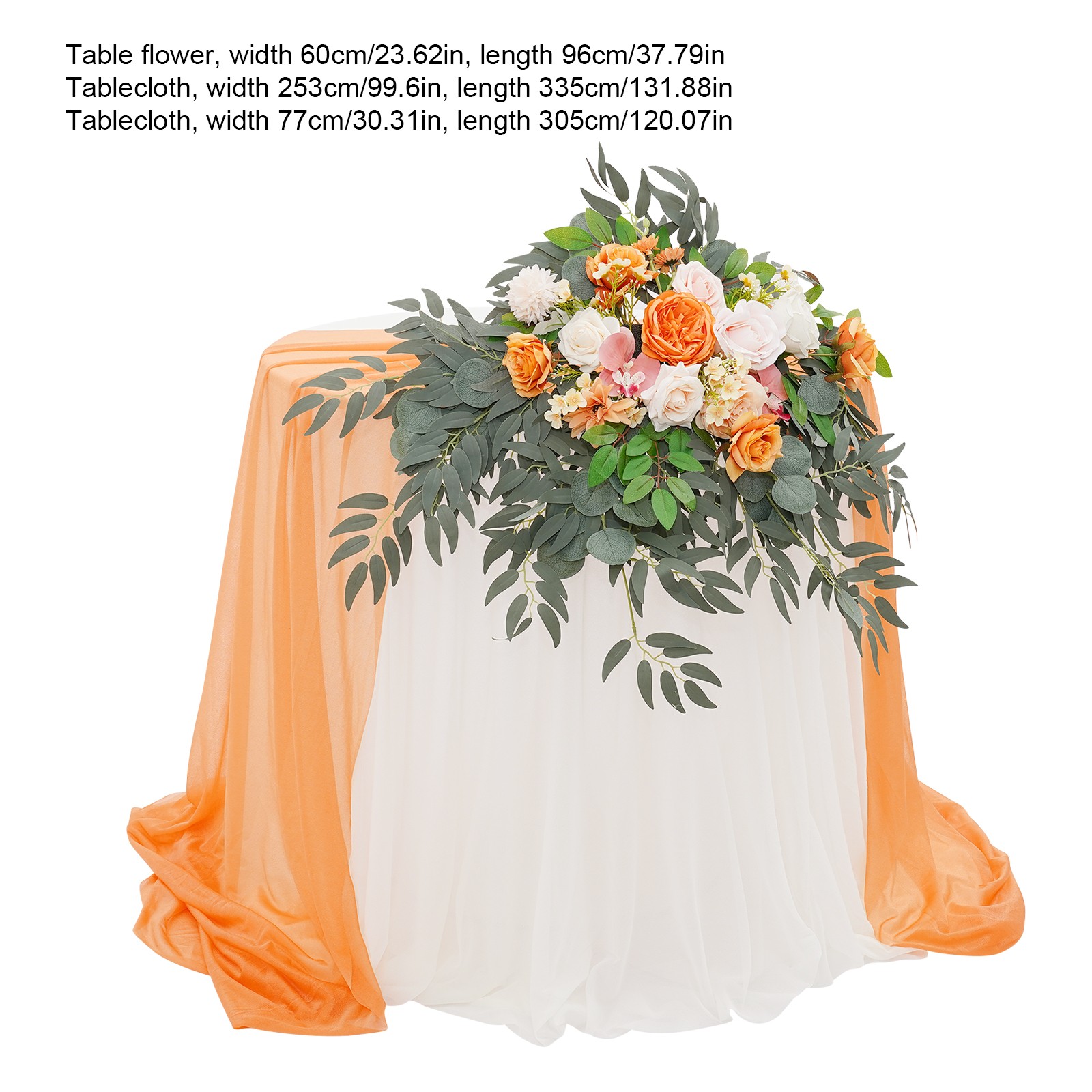 Artificial Flower with Tablecloth, Floral Arrangement for Wedding Table Orange