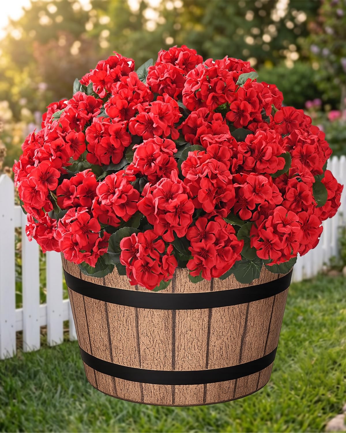 Artificial Flowers for Outdoors – 12 Bundles of UV-Resistant Artificial Geran…