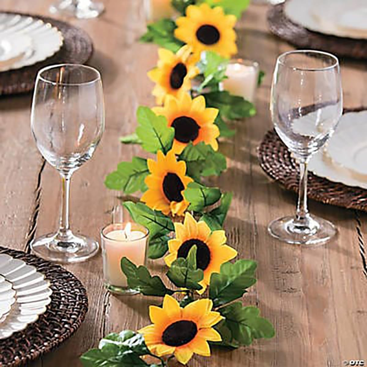 2 Pack Artificial Sunflower Garland Faux Silk Decor Sunflower Vine Hanging Flowe
