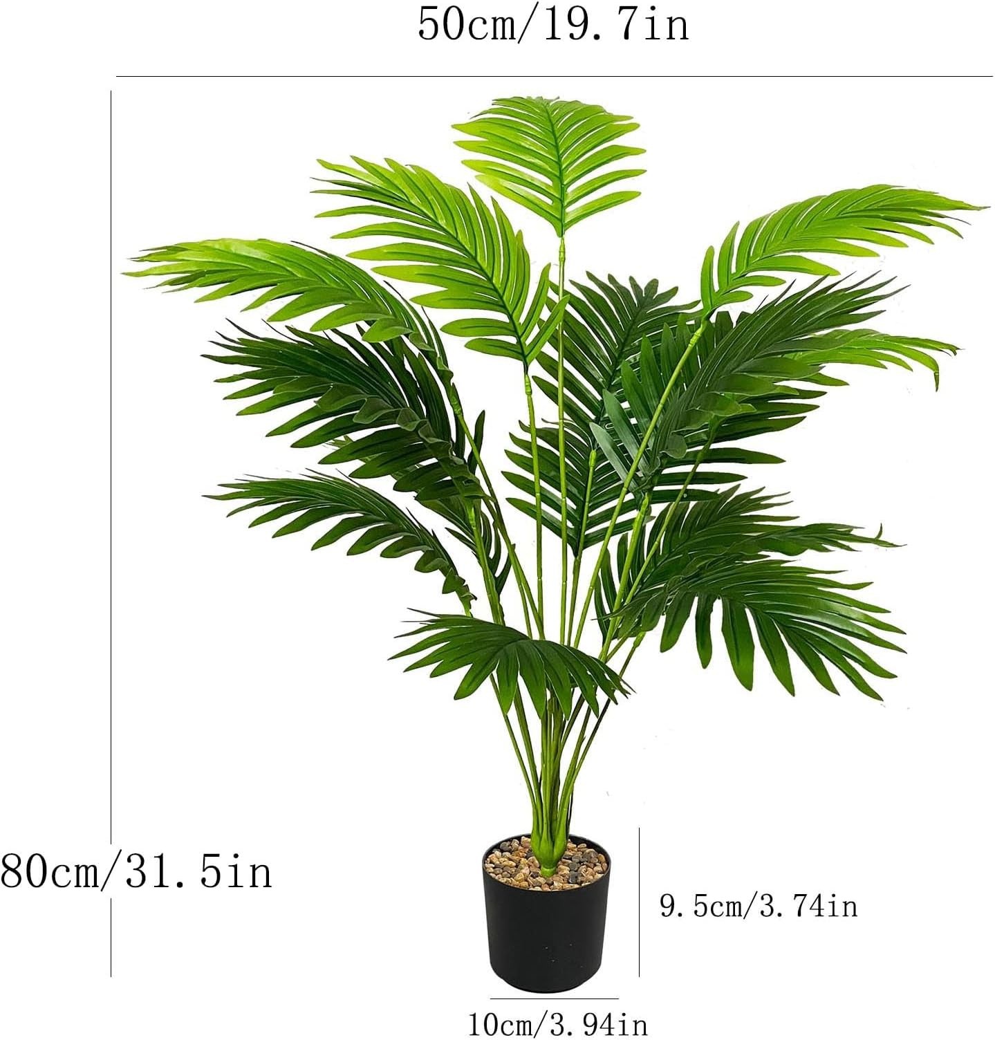 Artificial Areca Palm Plant Silk Fake Potted Faux Tree in Pot for Indoor Outd…