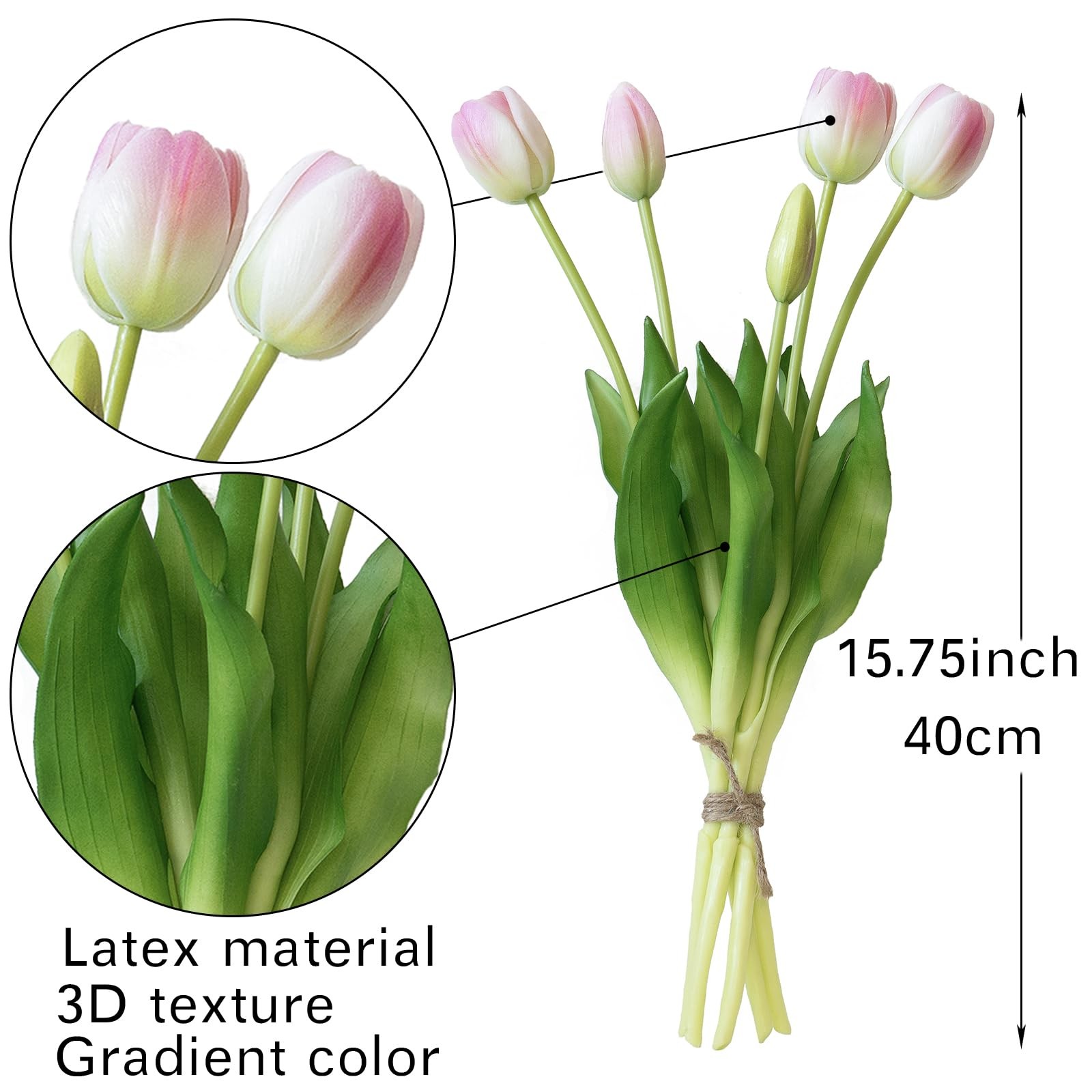 Artificial Tulips Flowers Soft Touch Latex Bouquet Fake Spring Wedding Decor