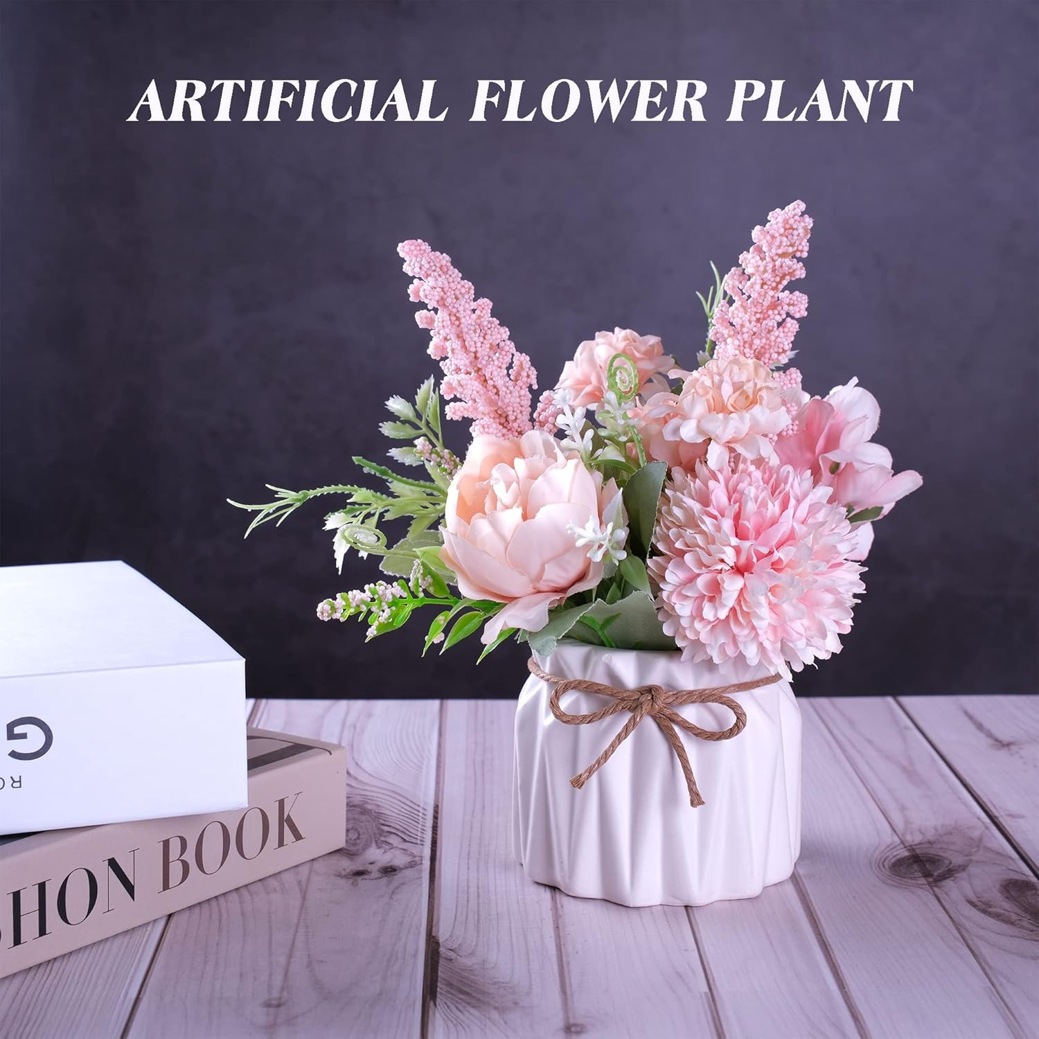 Artificial Potted Flower Pink Desktop Decoration Indoor for Home and Office | Sm