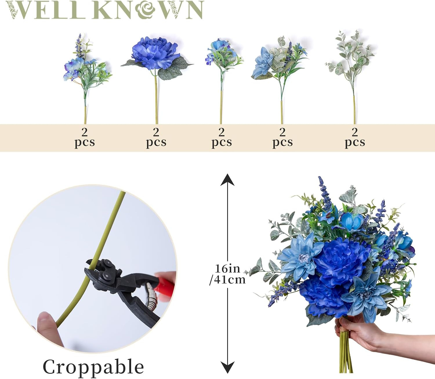 Royal Blue Artificial Flower Bouquet for Home Decor & Gifts