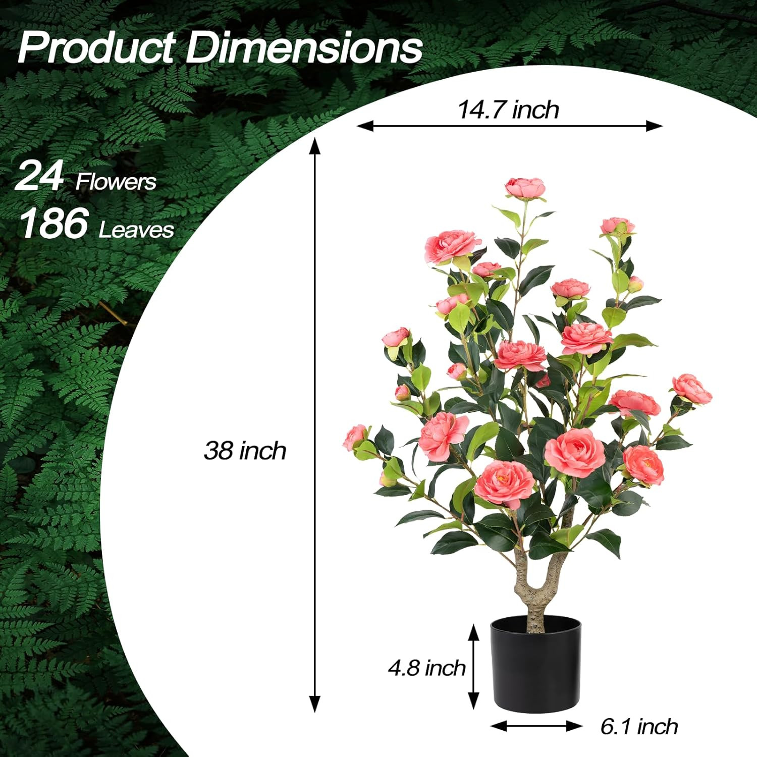 Artificial Camellia Tree 2 Pack – Realistic Camellia Plants in Pot with Pink Flo