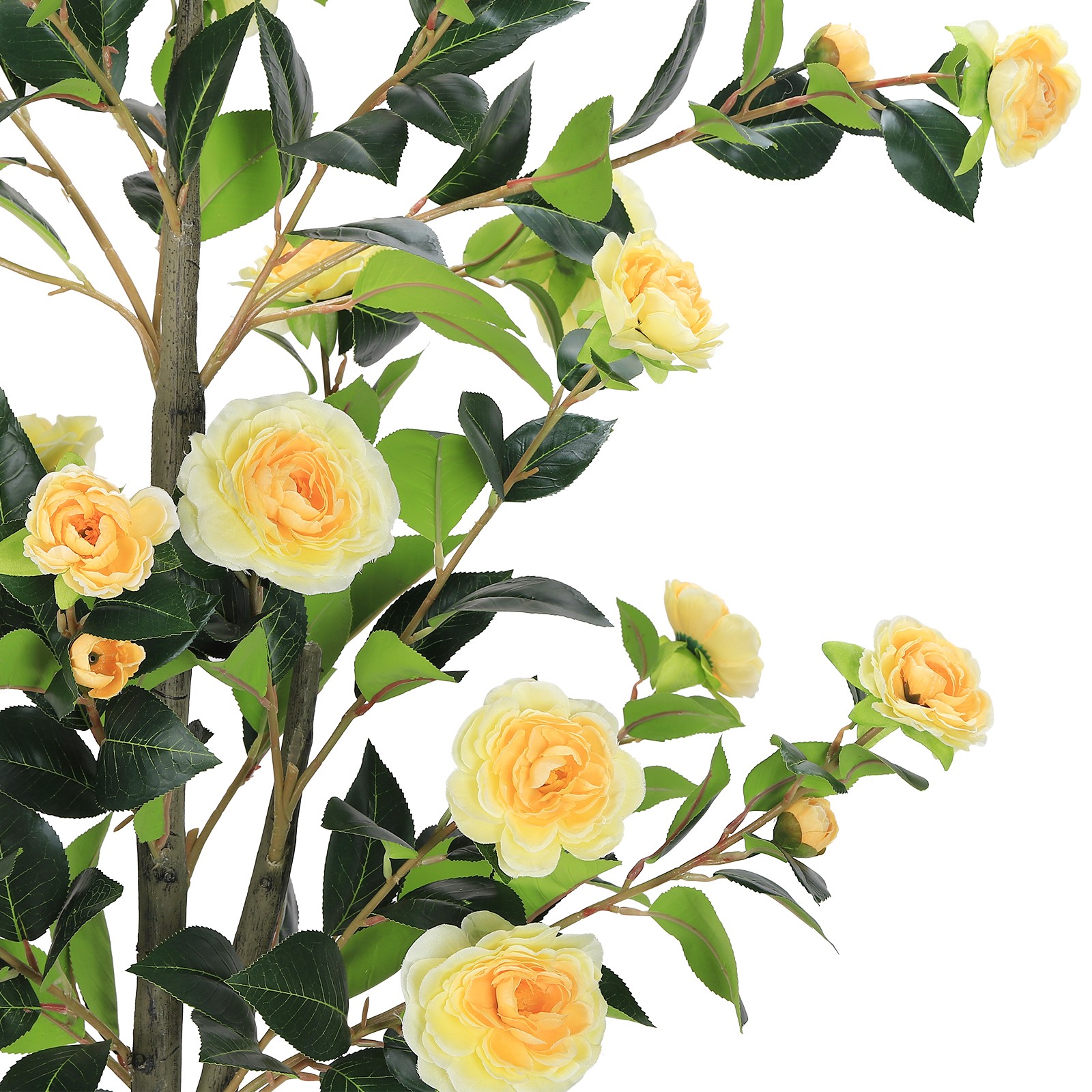 6FT Artificial Camellia Tree, Realistic Yellow Fake Elegant Plant Indoor Plants