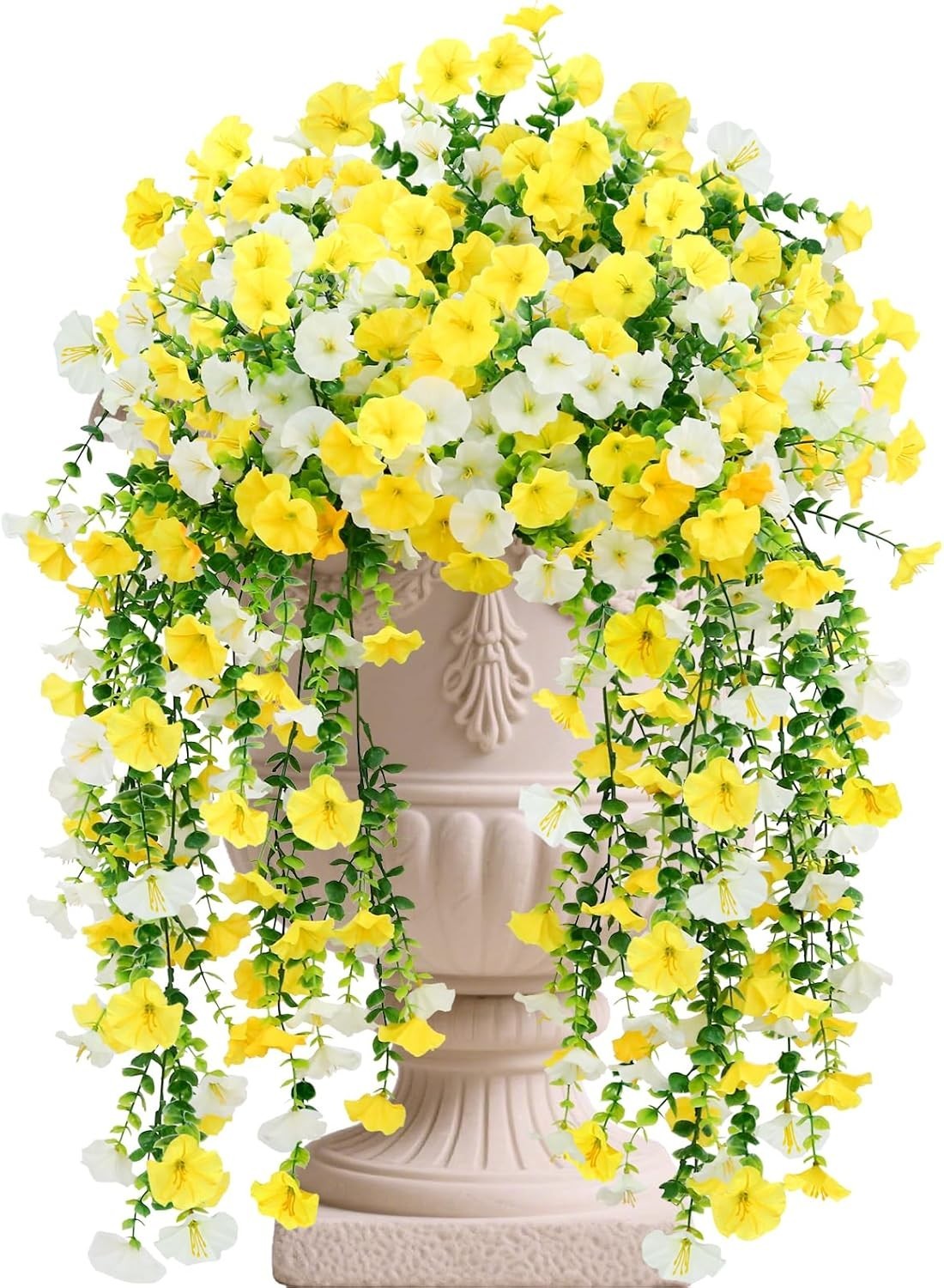 Artificial Hanging Flowers Fake Plants for Outdoors Decor 2 Pack Faux Silk Mo…
