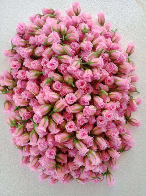 100pcs Rose Head fabric Plastic Artificial Craft Supplies Bulk Decor Size 2×4 cm