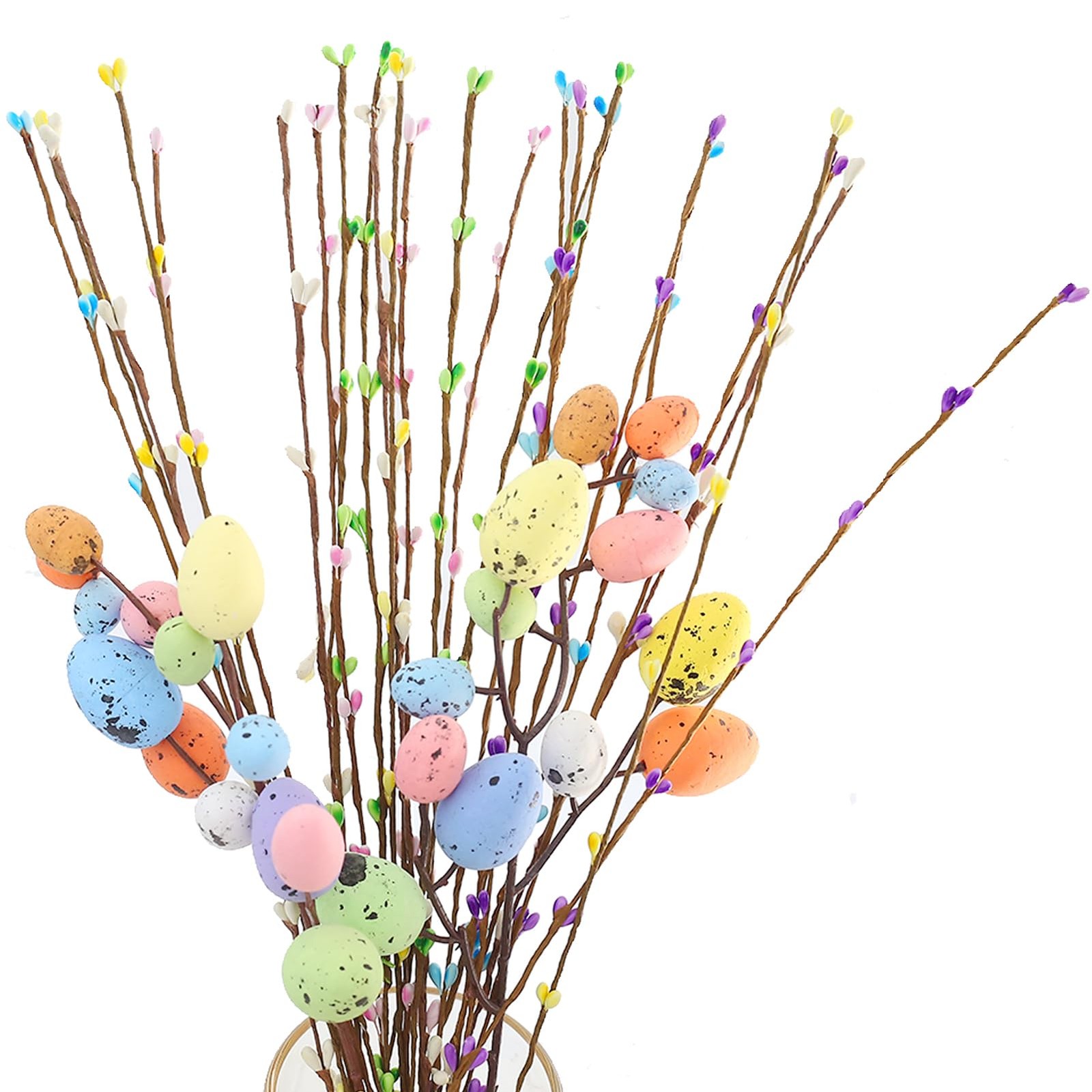 26pcs Easter Egg Flower Stems Decorations Artificial Easter Spray Vine Eggs S…