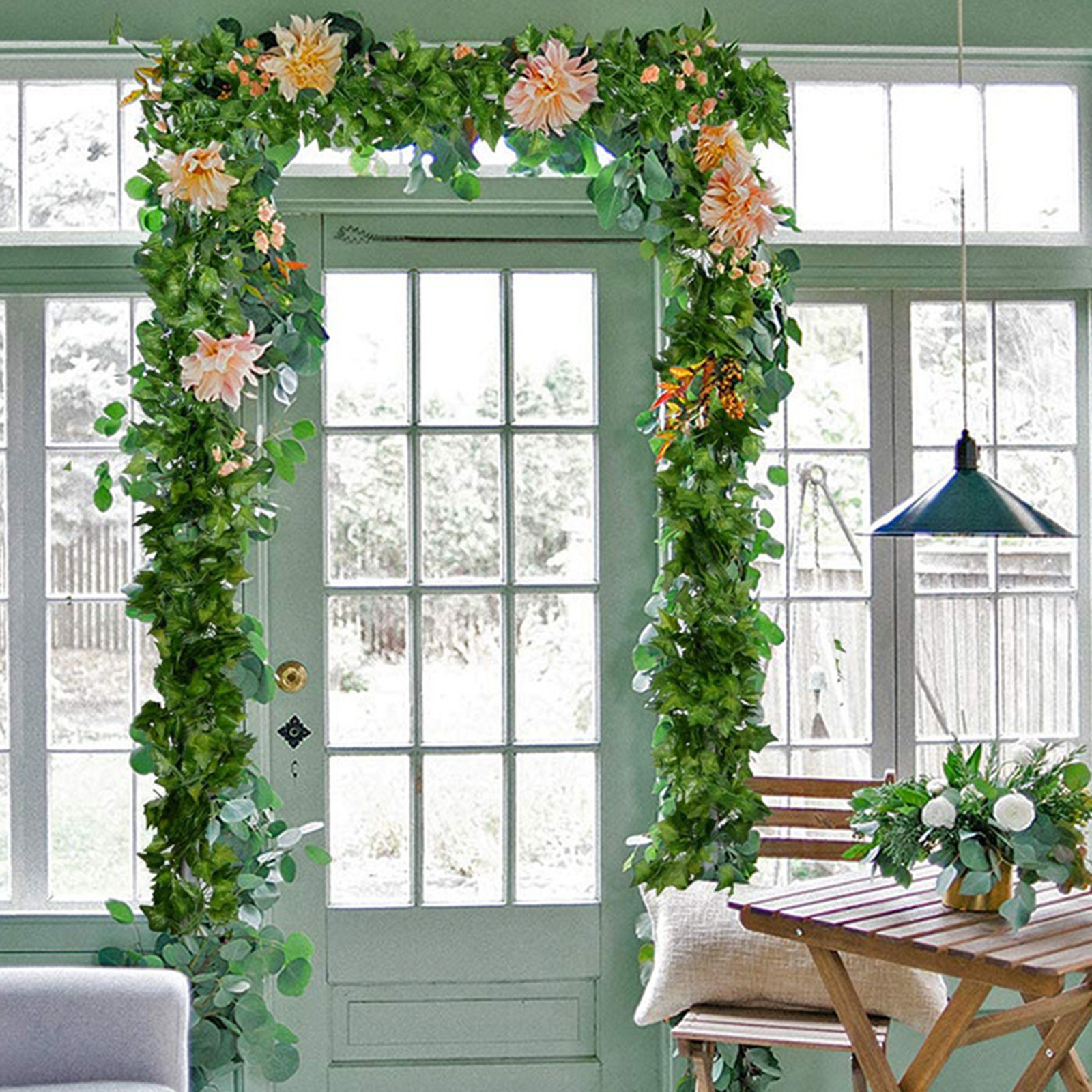 2.2M 12 Pcs Fake Ivy Leaves Artificial Ivy Vine Hangings Home Garden Decoration