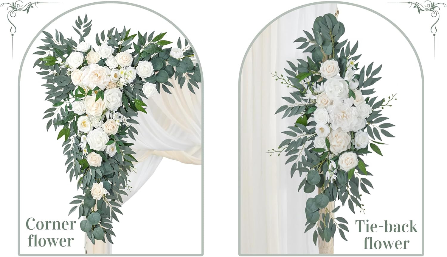 Artificial Wedding Arch Flowers Kit(Pack of 4) 2Pcs Large Artificial Flower Swag