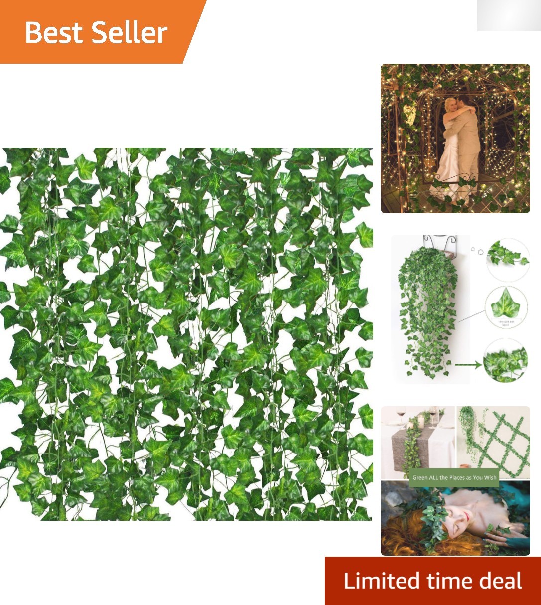 Faux Green Ivy Garland, 84 Ft of Lifelike Hanging Vines for Indoor/Outdoor Use