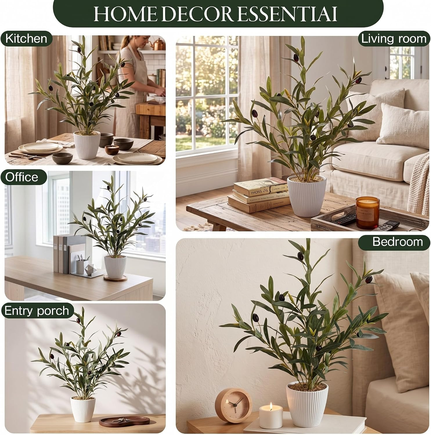 Small Olive Trees Artificial Indoor 18 Inch Fake Olive Tree White Pot