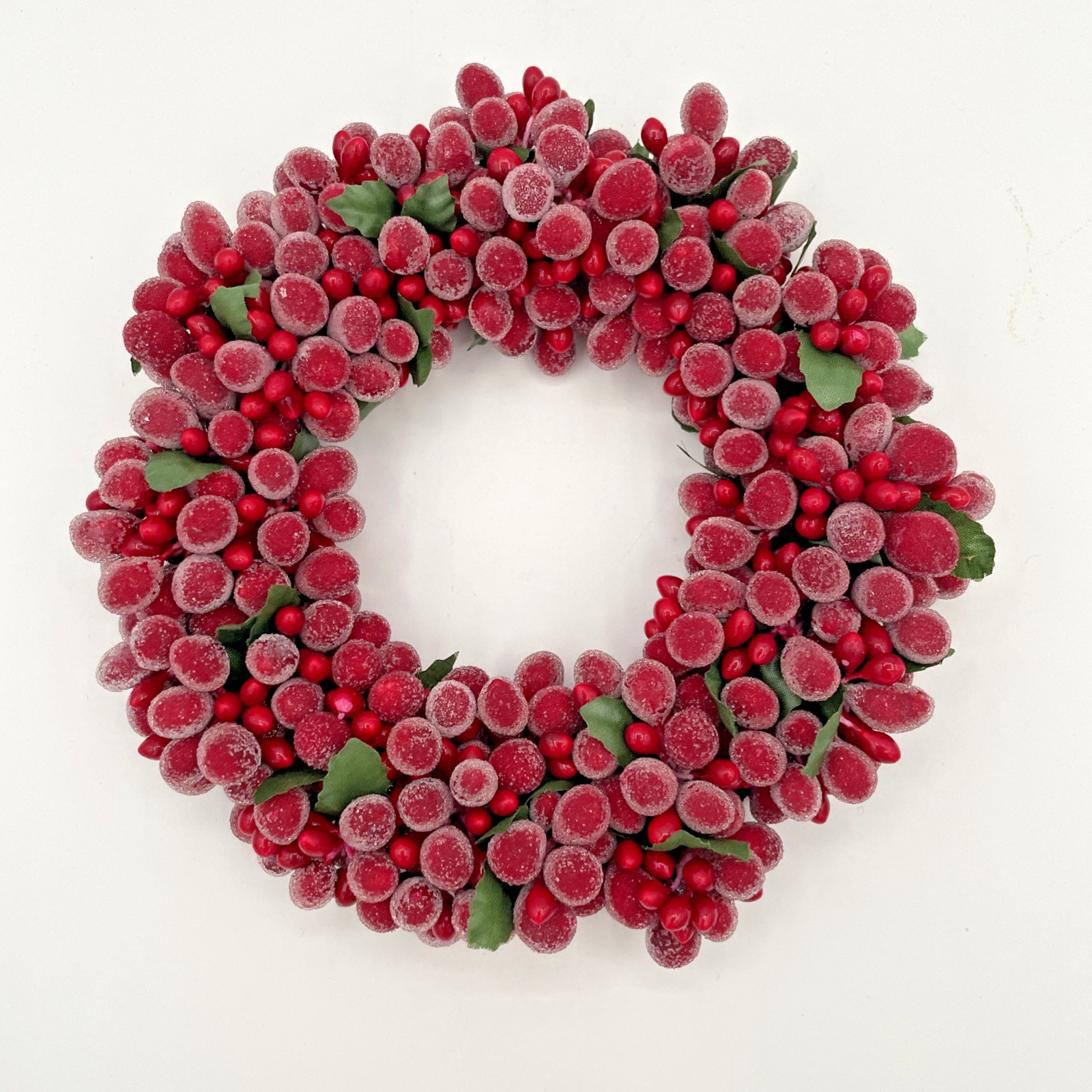 Small Wreath – Candle Ring – Red Frosted and Unfrosted Berries – 6 In.
