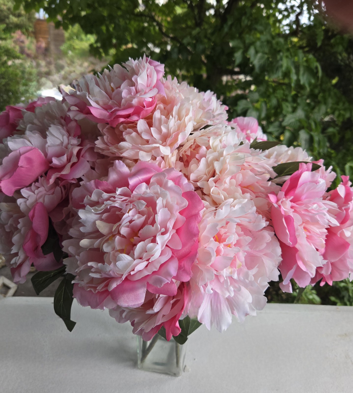 Lot of 10 NWT Faux Pink Peony Stems 5 Large Blooms Each Wedding Floral Décor
