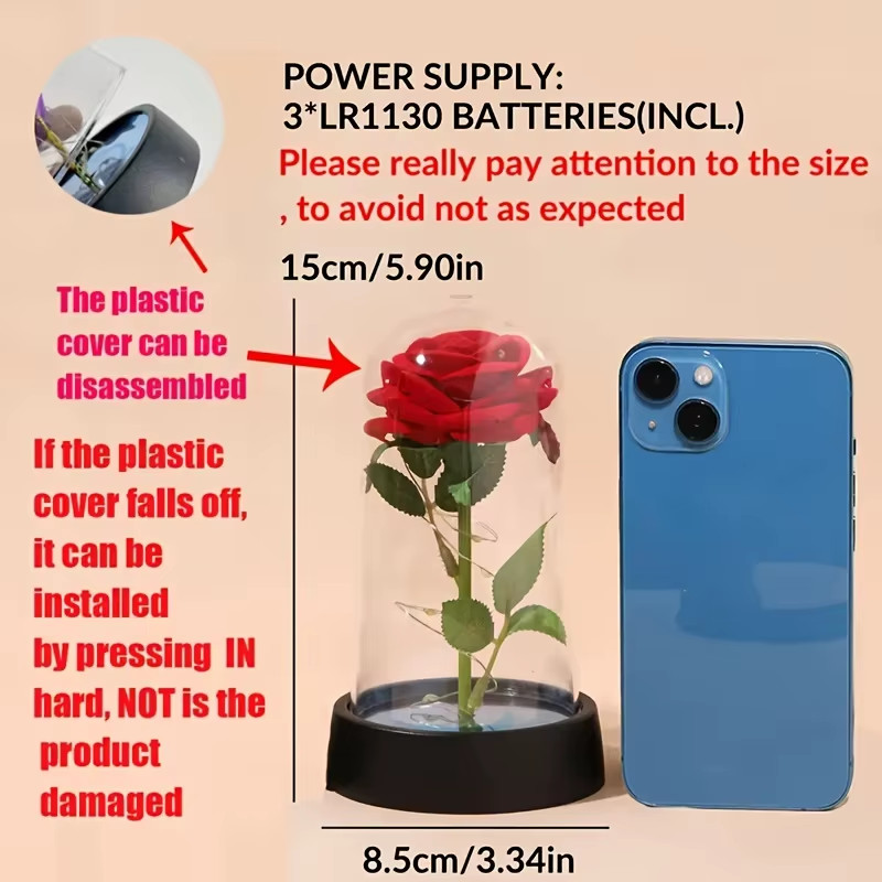 Wedding Birthday Valentine Day Gift Eternal Rose Flower Colorful Luminous Orname
