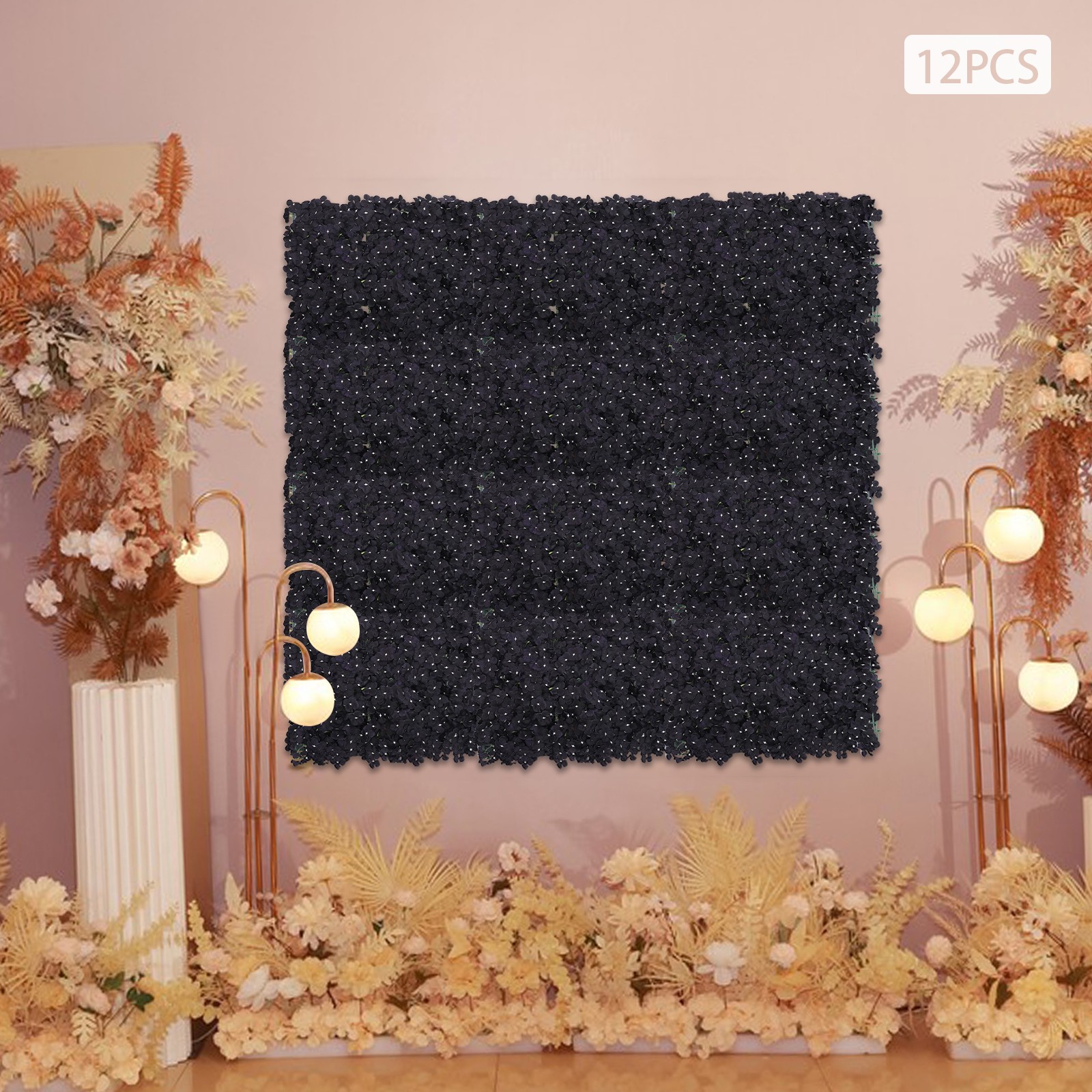 3D Flower Wall Panels-12pcs Artificial Flower Wall Background Silk Cloth Wedding