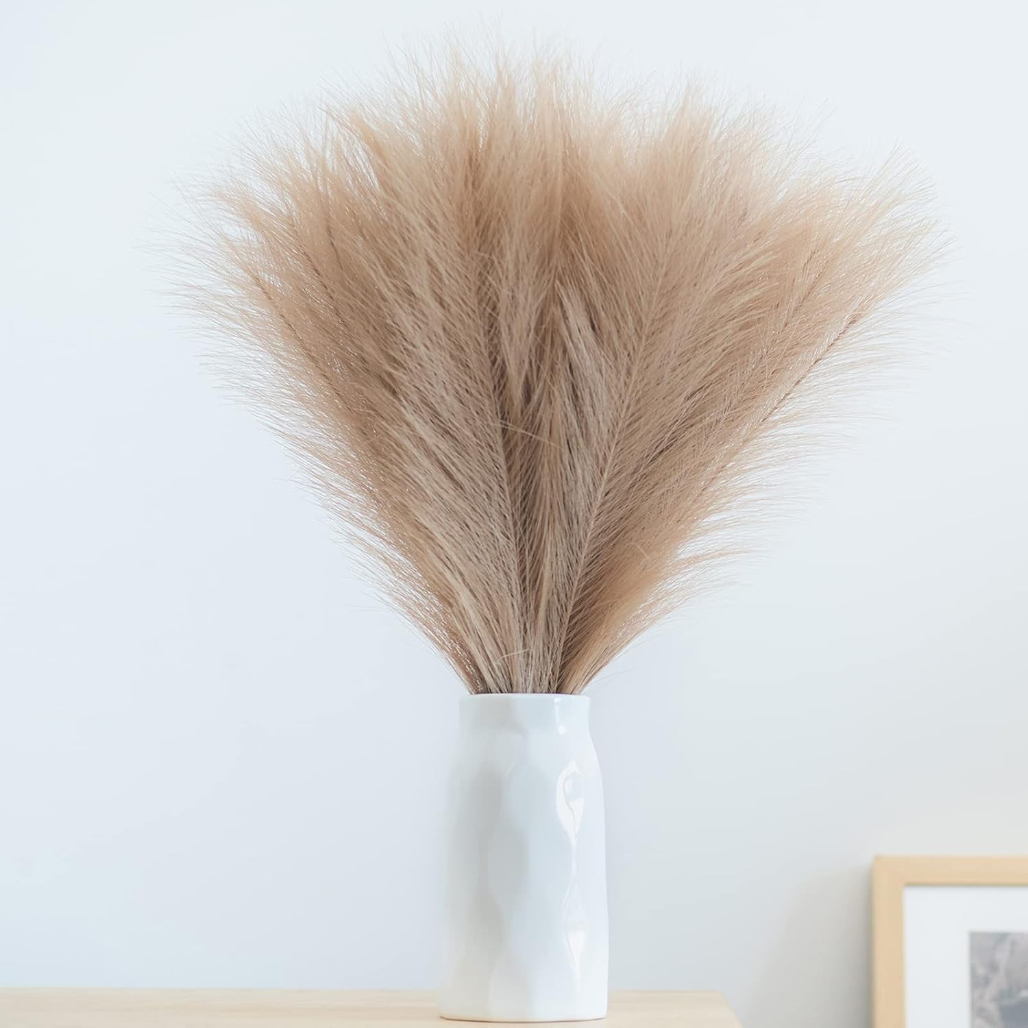 Faux Pampas Grass, 18″/45cm Artificial Pampas Grass Fluffy 6 Stem pompous Gra…