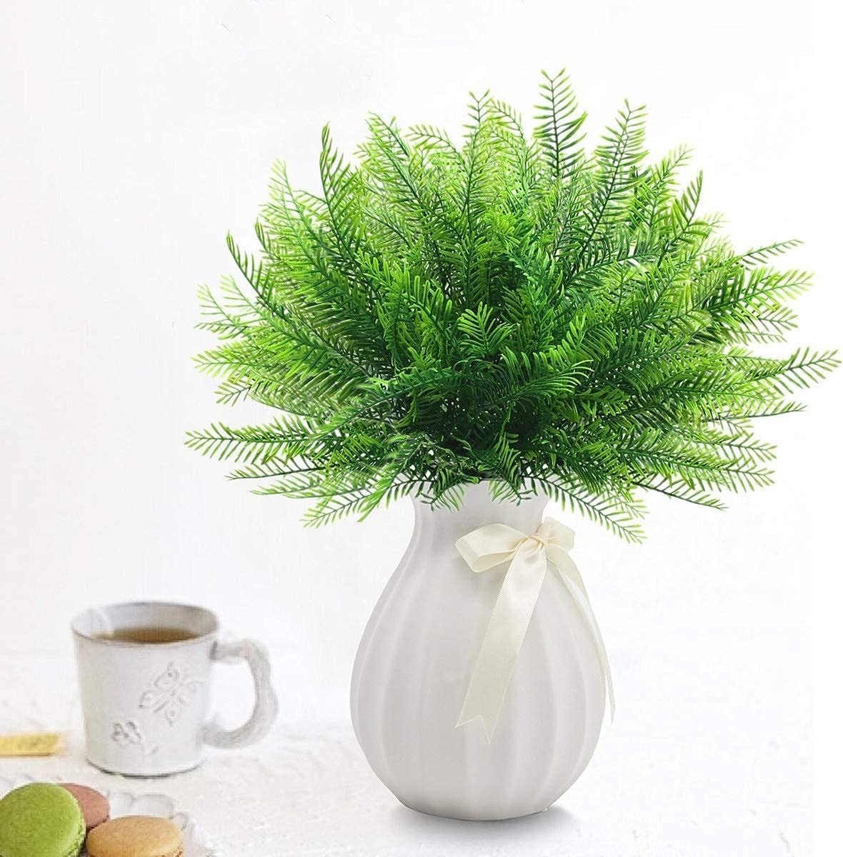 Artificial Shrubs, Plastic Plants Bamboo Grass Fake Green Bushes Greenery Lea…