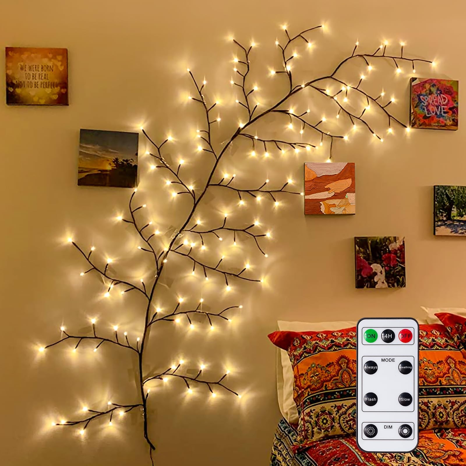 Enchanted Willow Vine Lights with Remote:144 LEDs Flexible DIY Vines with Lig…