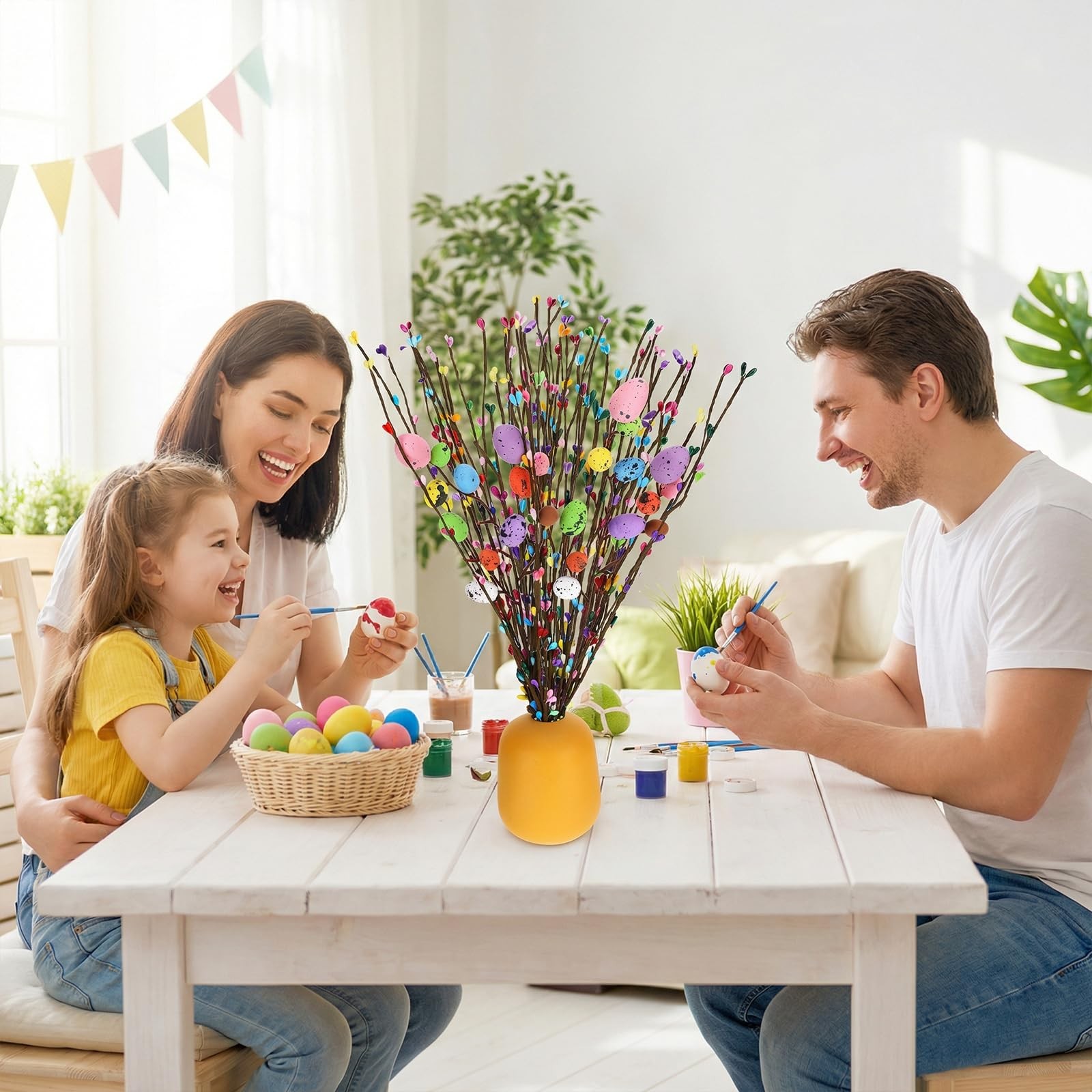 26 Pcs Easter Decorations Artificial Spray Vine with Pastel Easter Eggs and B…