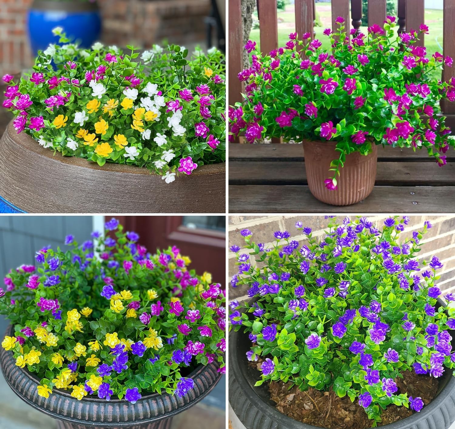 8 Bundles of UV Resistant Boxwood Faux Flowers for -Round Outdoor Decor