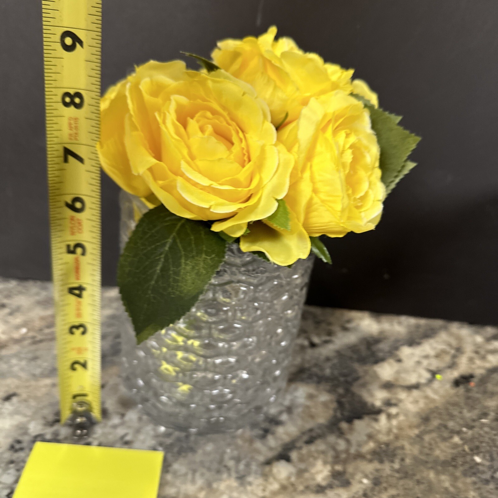lovely yellow rose Floral Bouquet w/ Honeycomb Glass Vase valerie parr hill