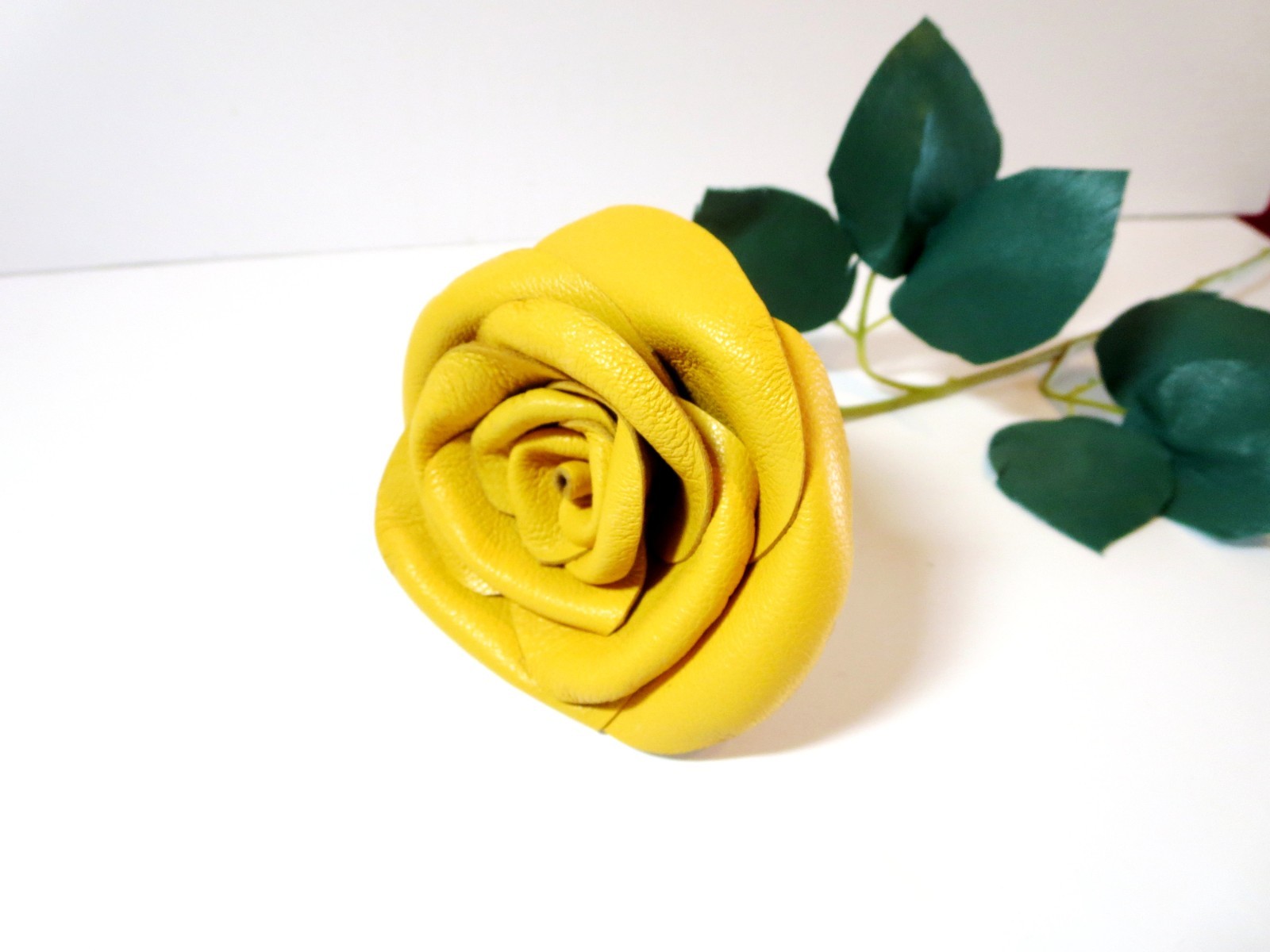 Black Leather flower Rose Gift 3rd 9th Wedding leather Anniversary gift