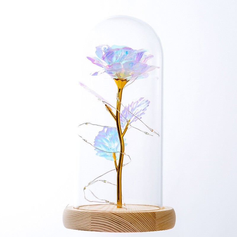 Forever Rose In Glass Eternal Flower LED Night Light Dome Valentine Wedding Gift