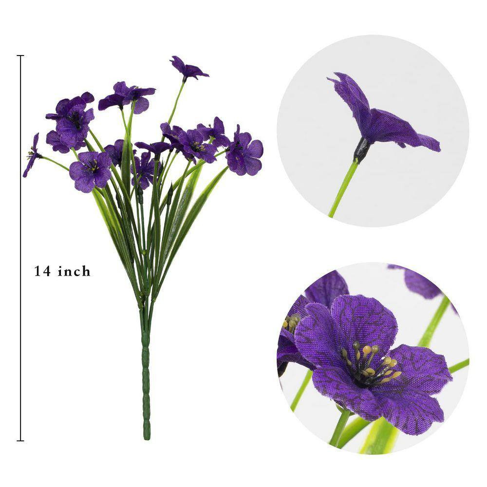 21 Bundles Purple Artificial Outdoor UV Resistant No Fade Flowers Faux Greenery