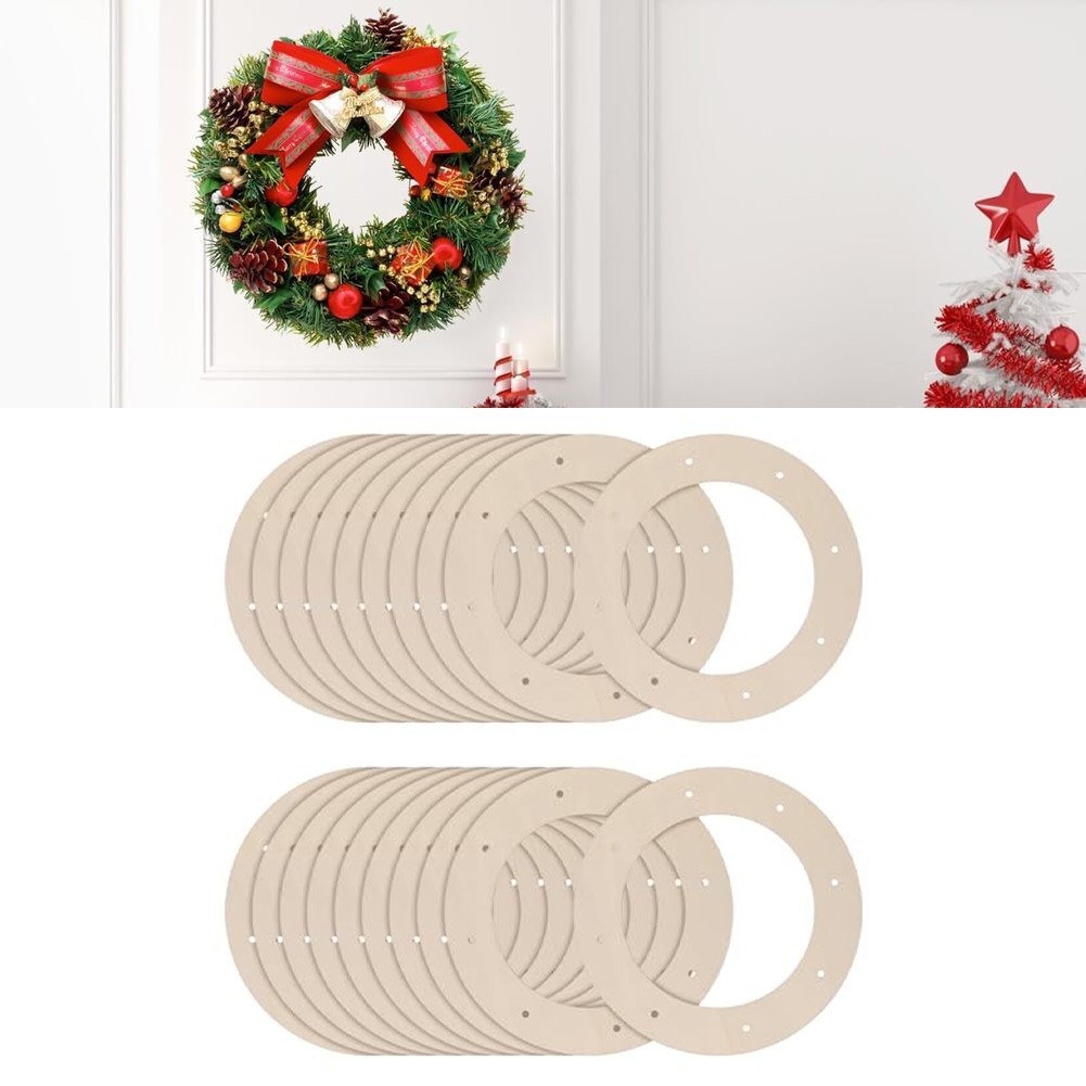 Wooden Wreath Frames 20 Pack Shape with Holes for Craft Projects