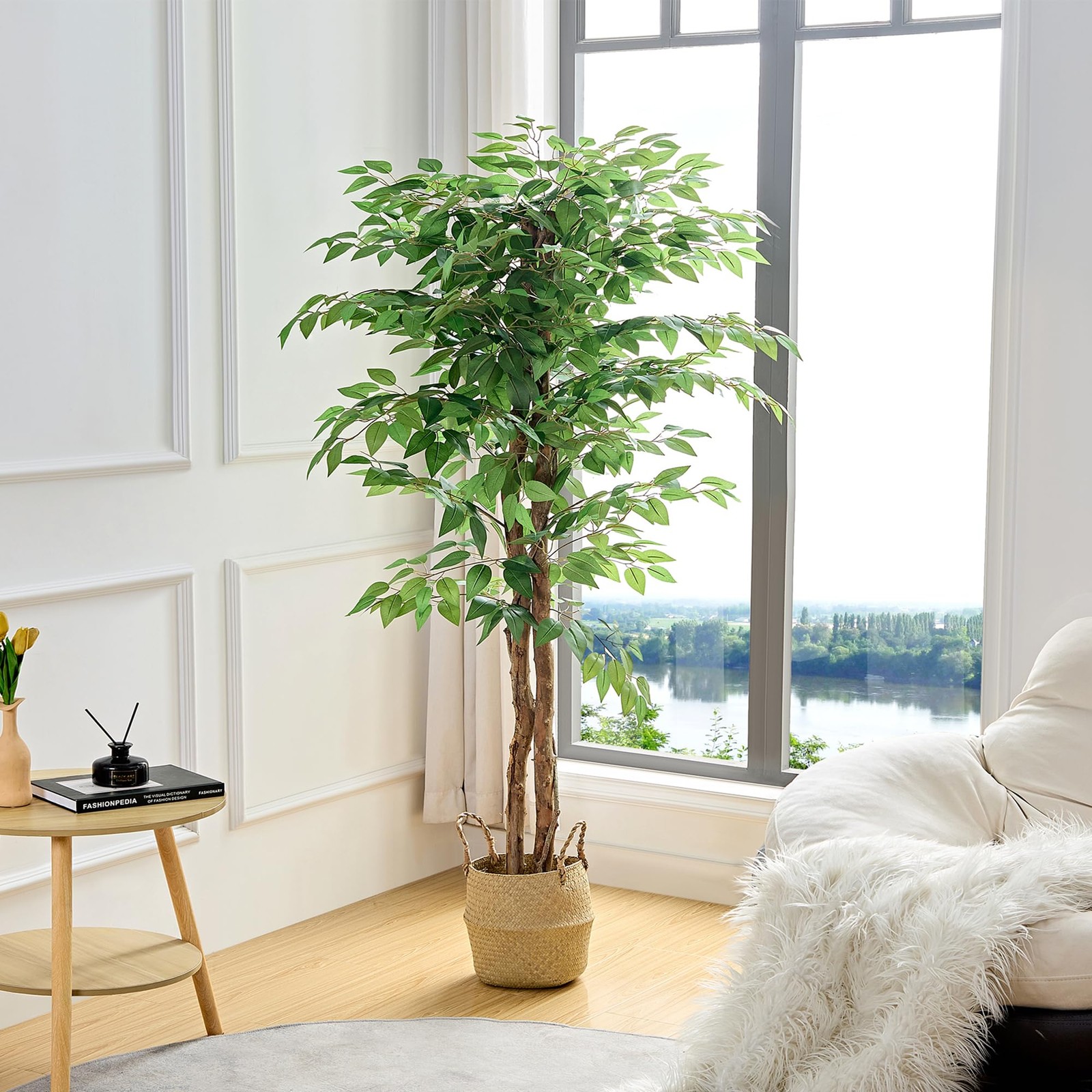 Artificial Ficus Tree with Sturdy Nursery Pot, 5FT Faux Silk Plant for Indoor…