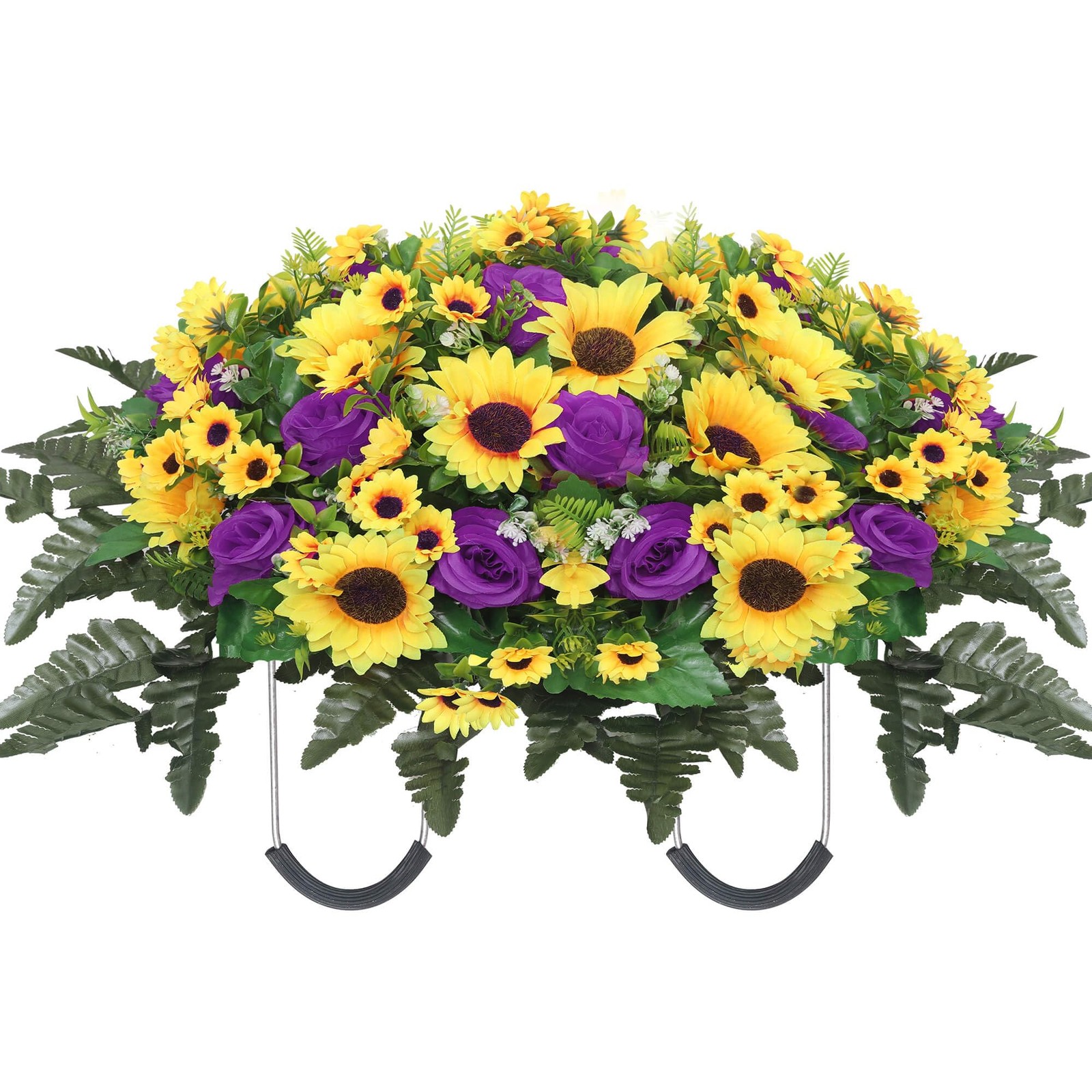 Lodou Artificial Cemetery Flowers for Grave,Headstone Flower Saddle Silk Sunf…