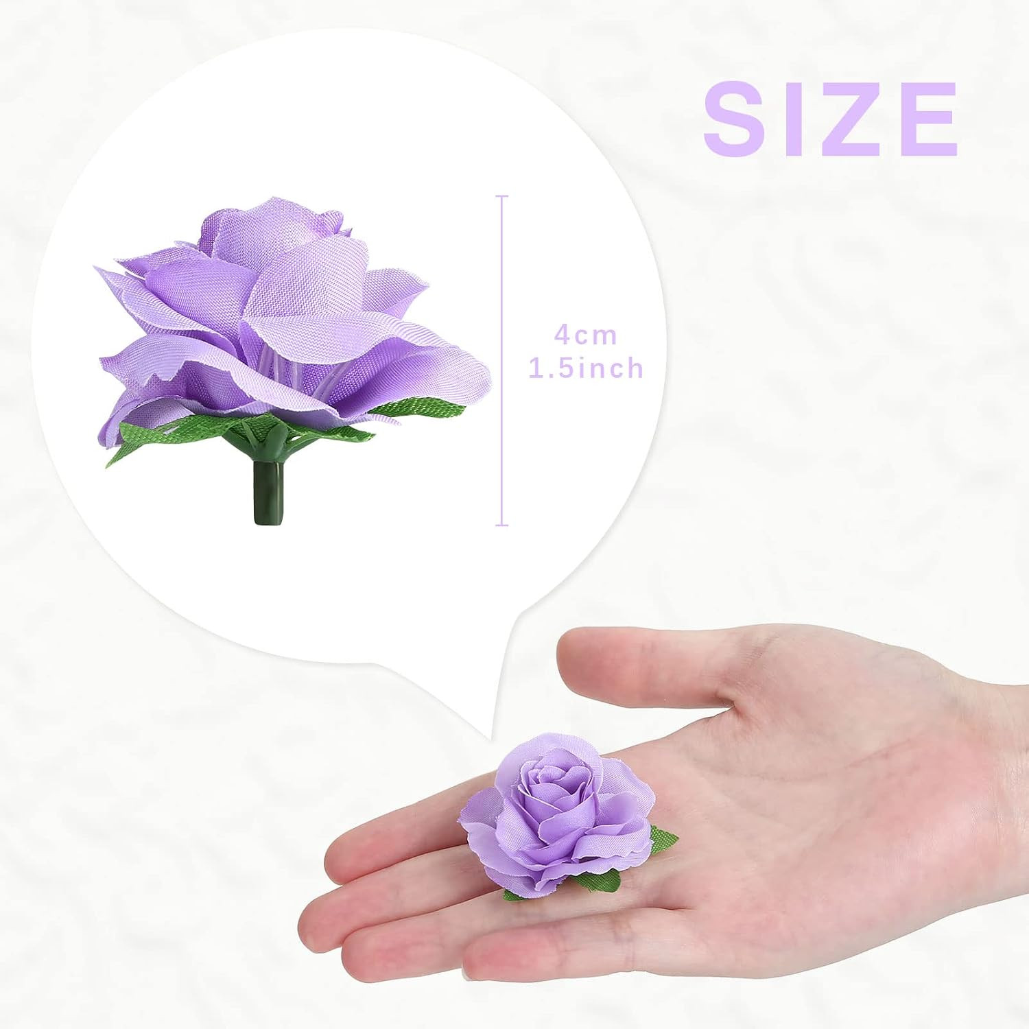 Kesote 50Pcs Purple Roses Artificial Flowers Bulk, 1.6″ Small Silk Fake Roses