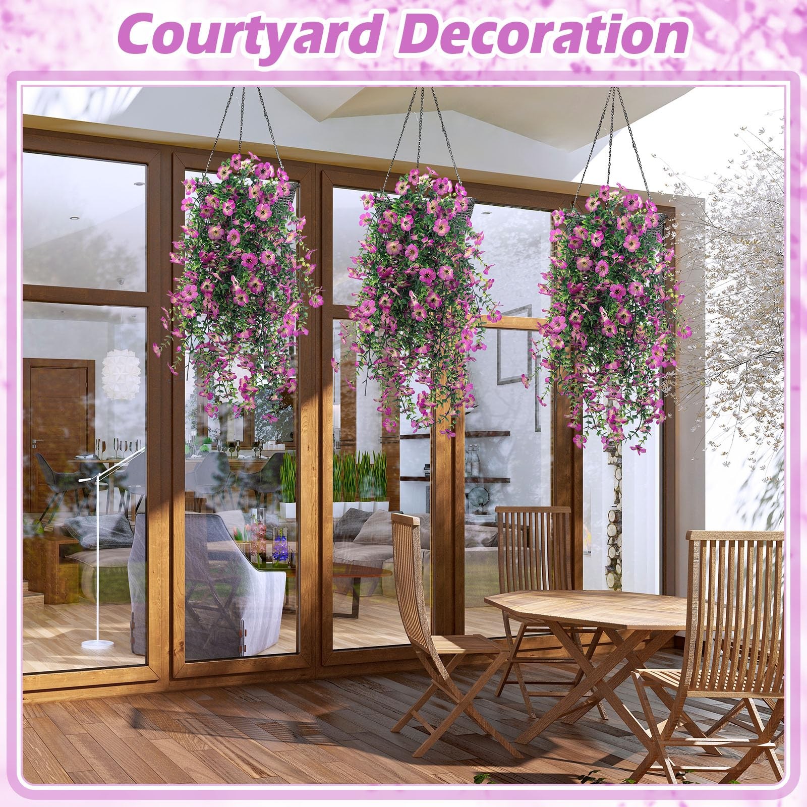 4 Pack Artificial Hanging Flowers for Outdoor Daisy Vines Fake Eucalyptus Vin…