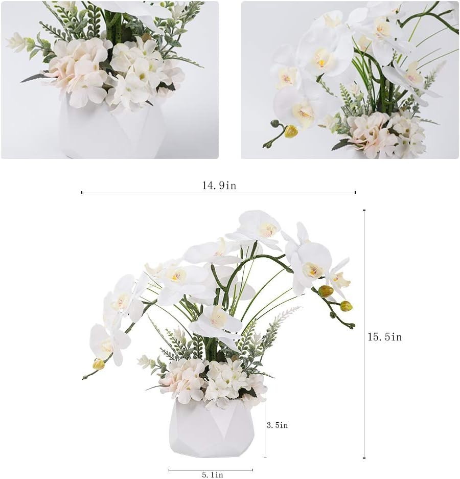 Real Touch White Orchid in Vase, Home Decoration