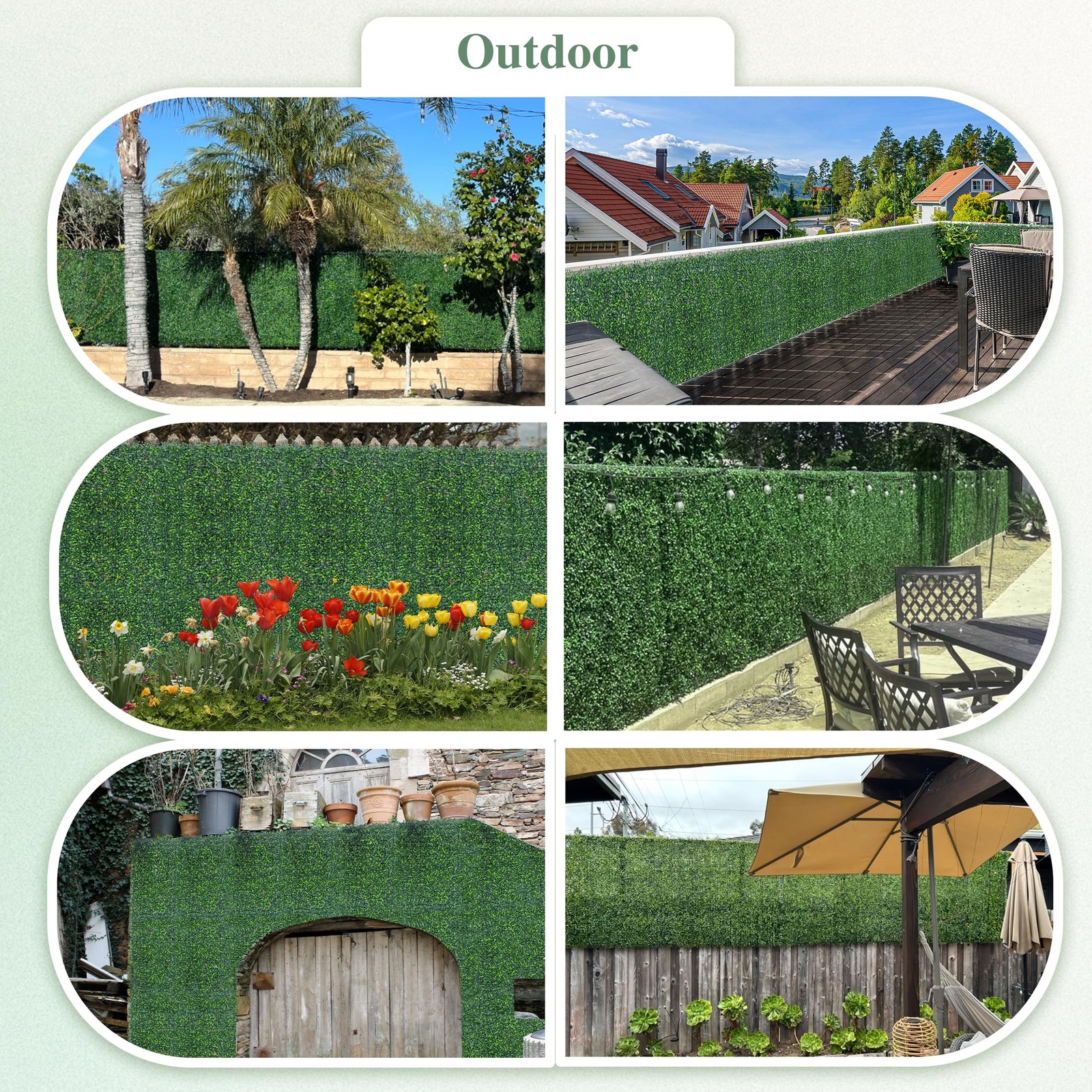 Artificial Greenery Grass Wall Panel, 10×10 Inch 6-Pack (4.2 sqft), UV-Anti F…