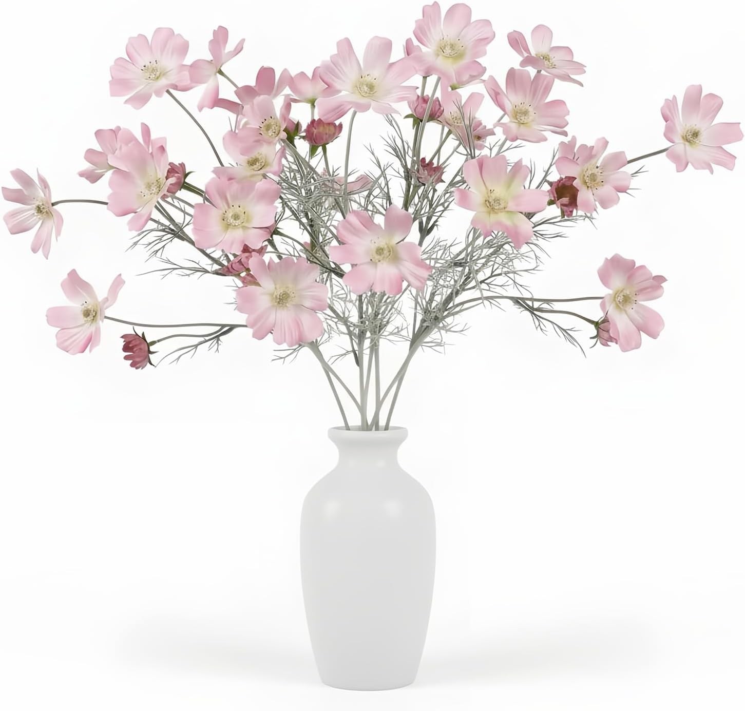 4 Pcs 24″ Tall Artificial Cosmos, Silk Flocked Bendable Stems Vase Decor