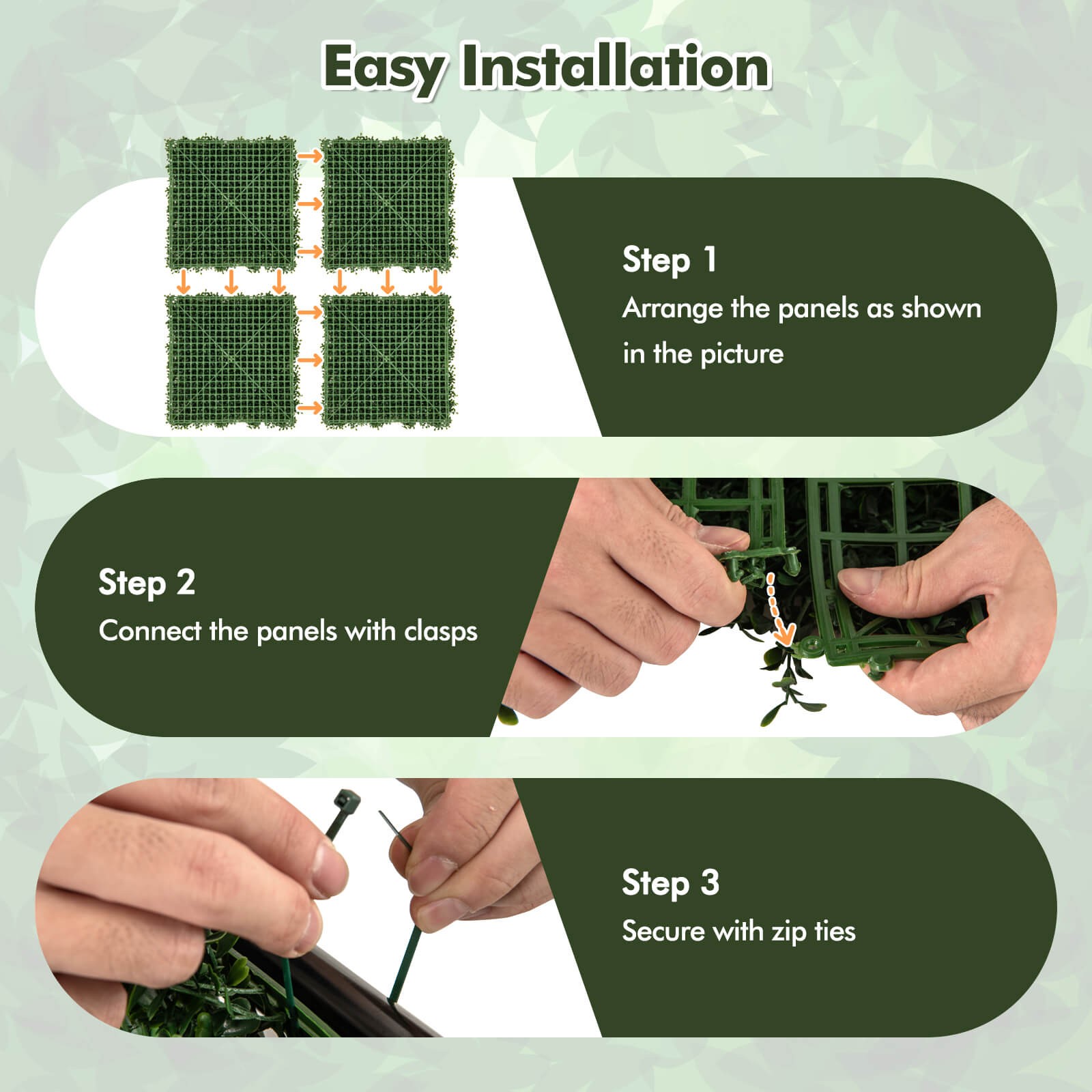 12 Pcs Faux Boxwood Panels w/Insertable Branches Privacy Hedge Screen 20″ x 20″